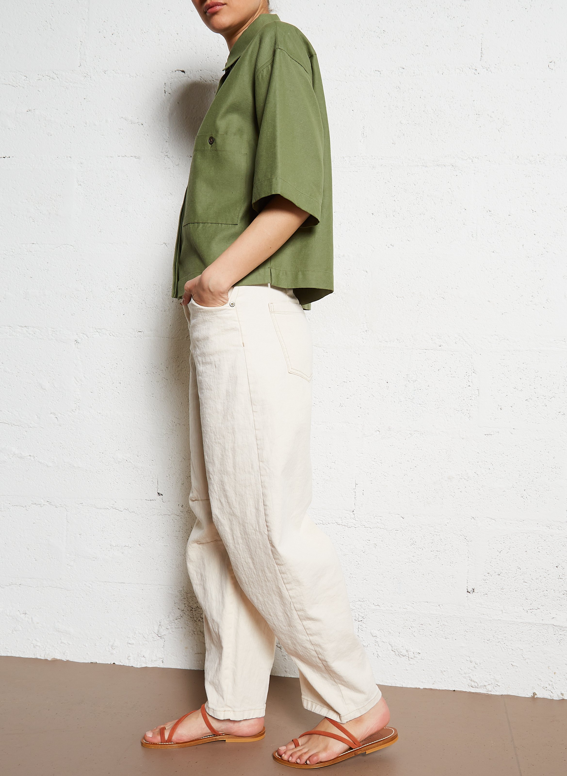 Aouda flat leather sandals K JACQUES Red