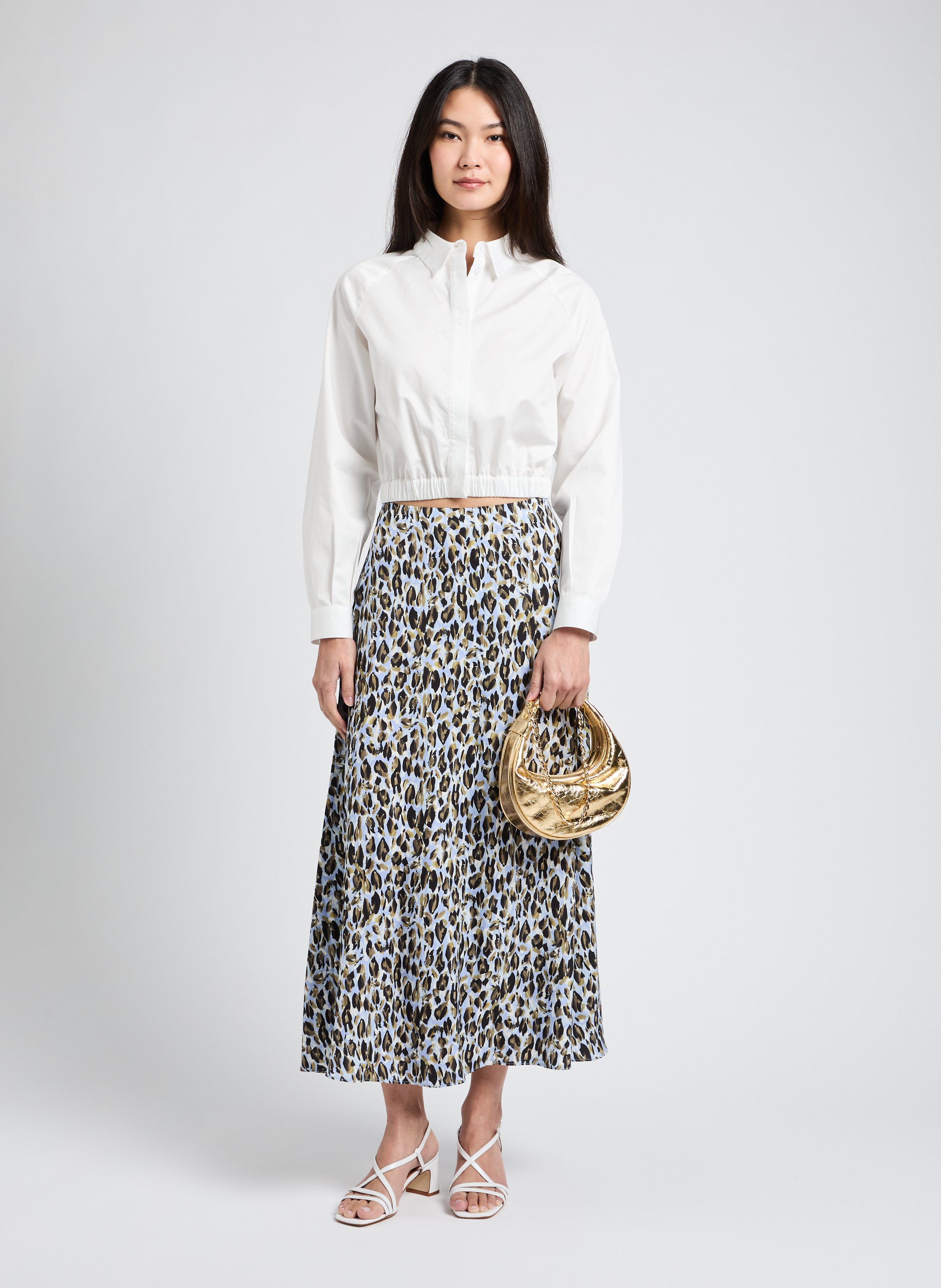 Einfarbige Handtasche aus Leder SAISON 1865 Golden