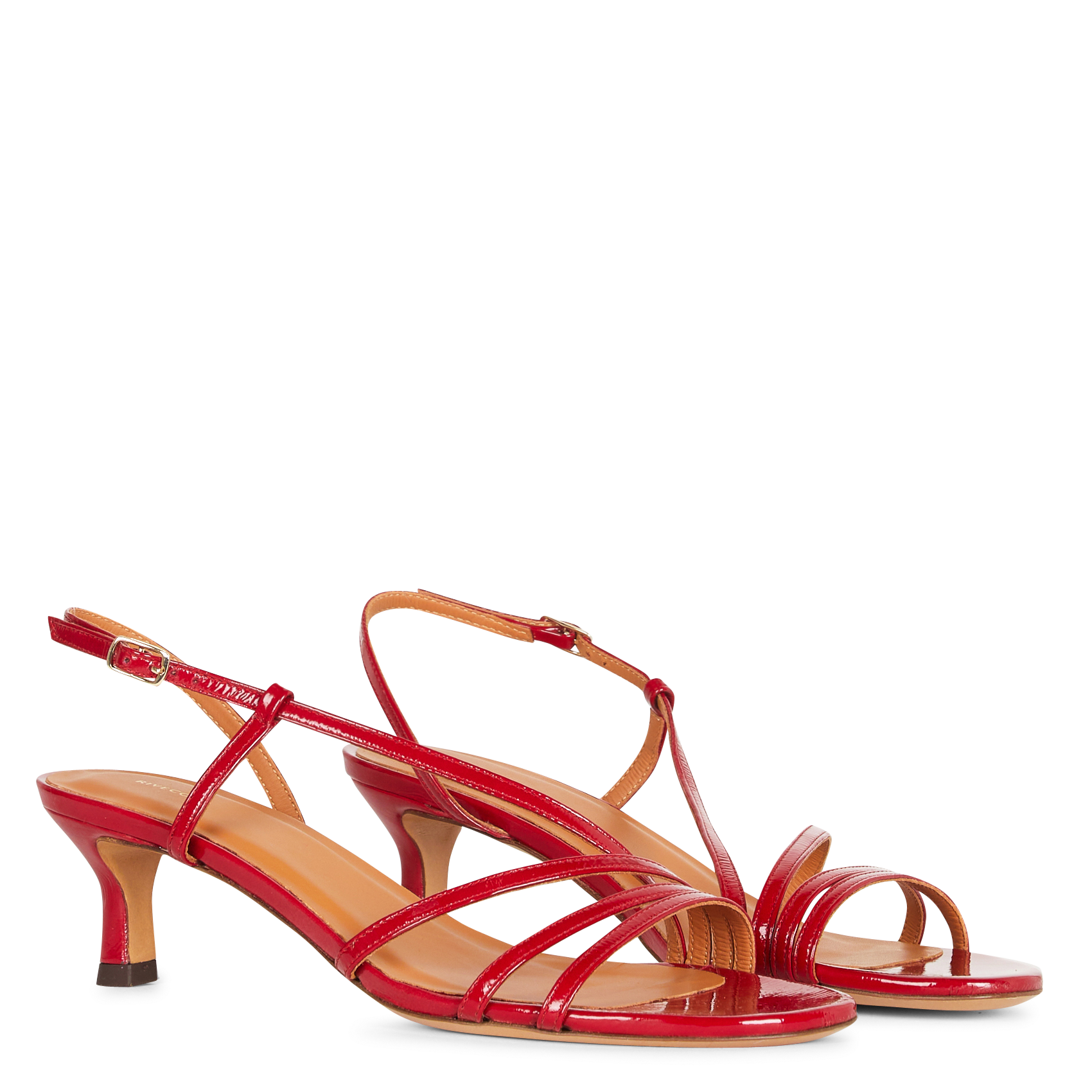 Sandales à talon en cuir vernis RIVECOUR Rouge