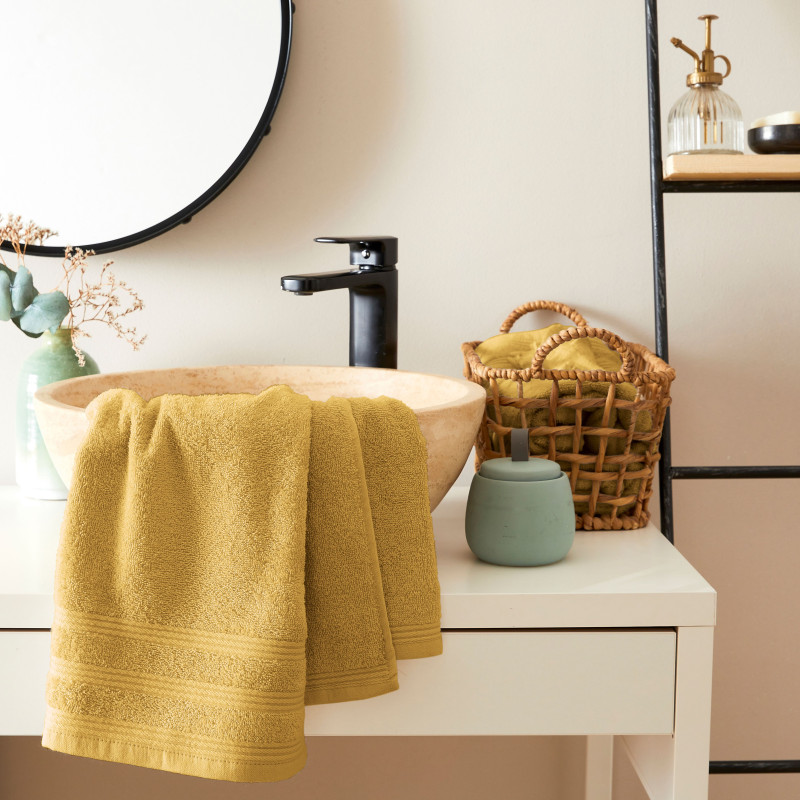 100% combed cotton hand towel COTON PUR Yellow