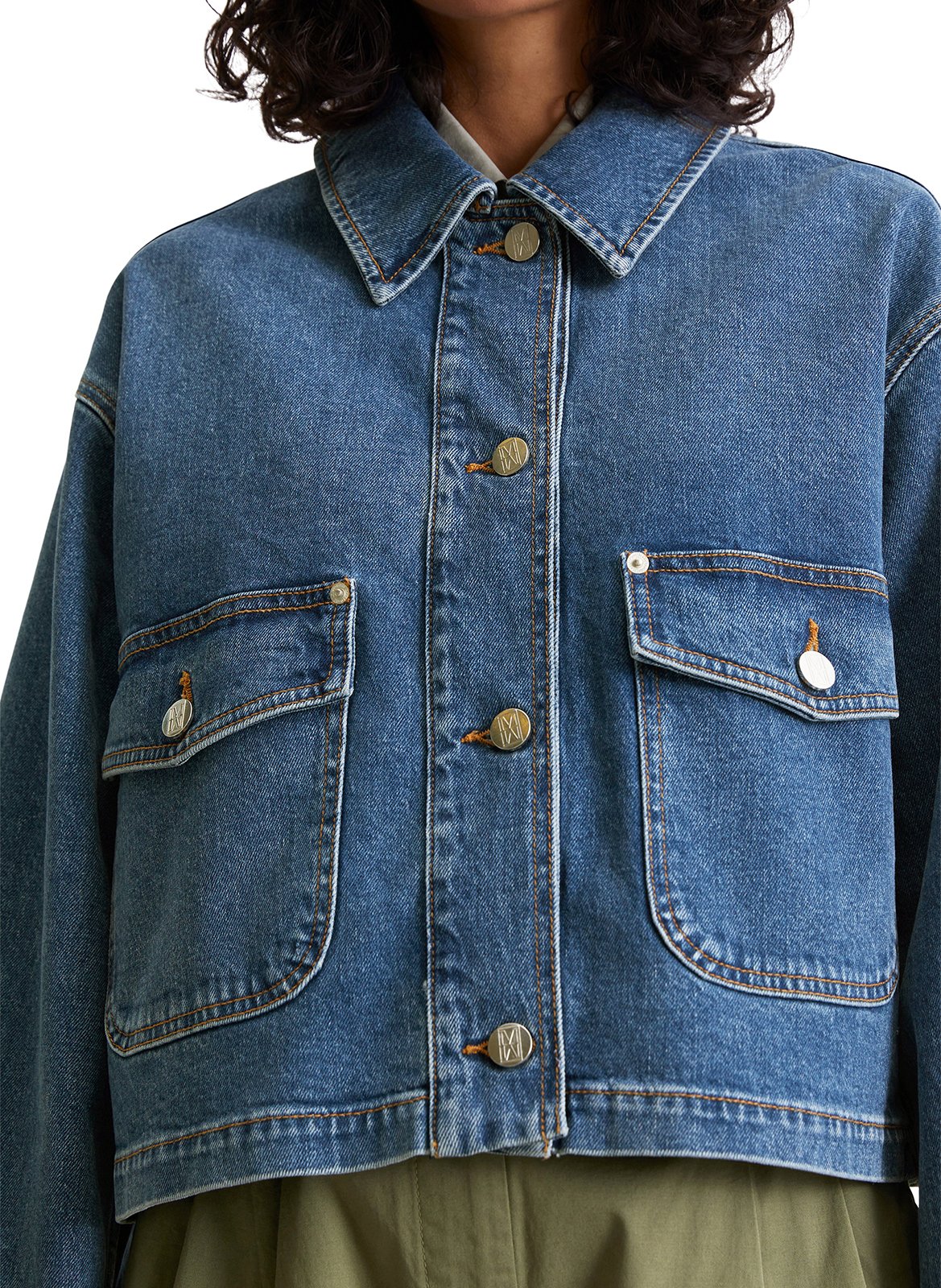 Veste col classique en denim de coton mélangé MARC O&#039;POLO Bleu