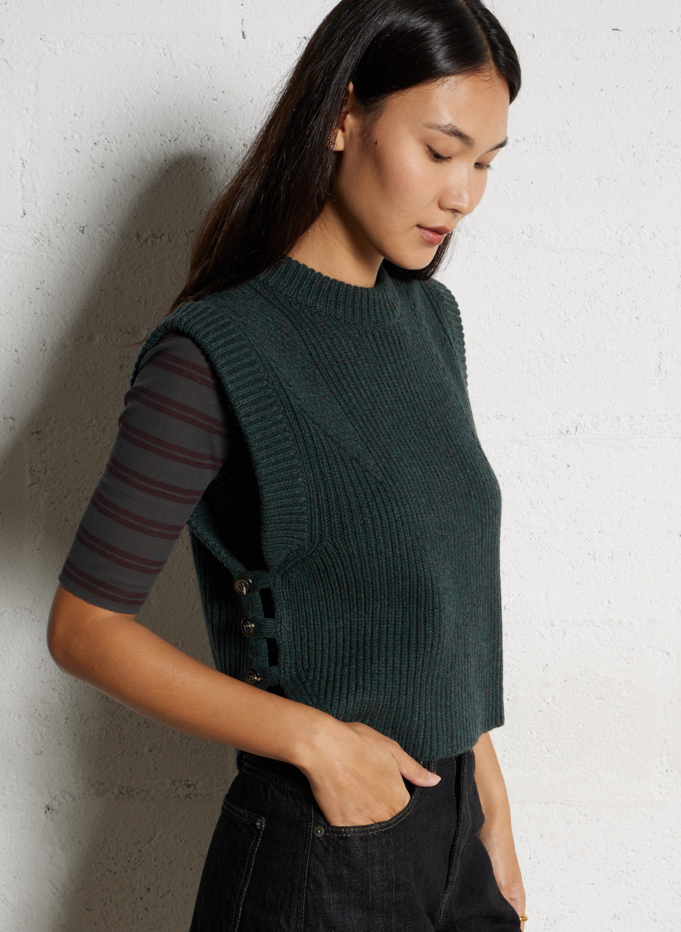 Abidjan wool round-neck sweater SOEUR Green