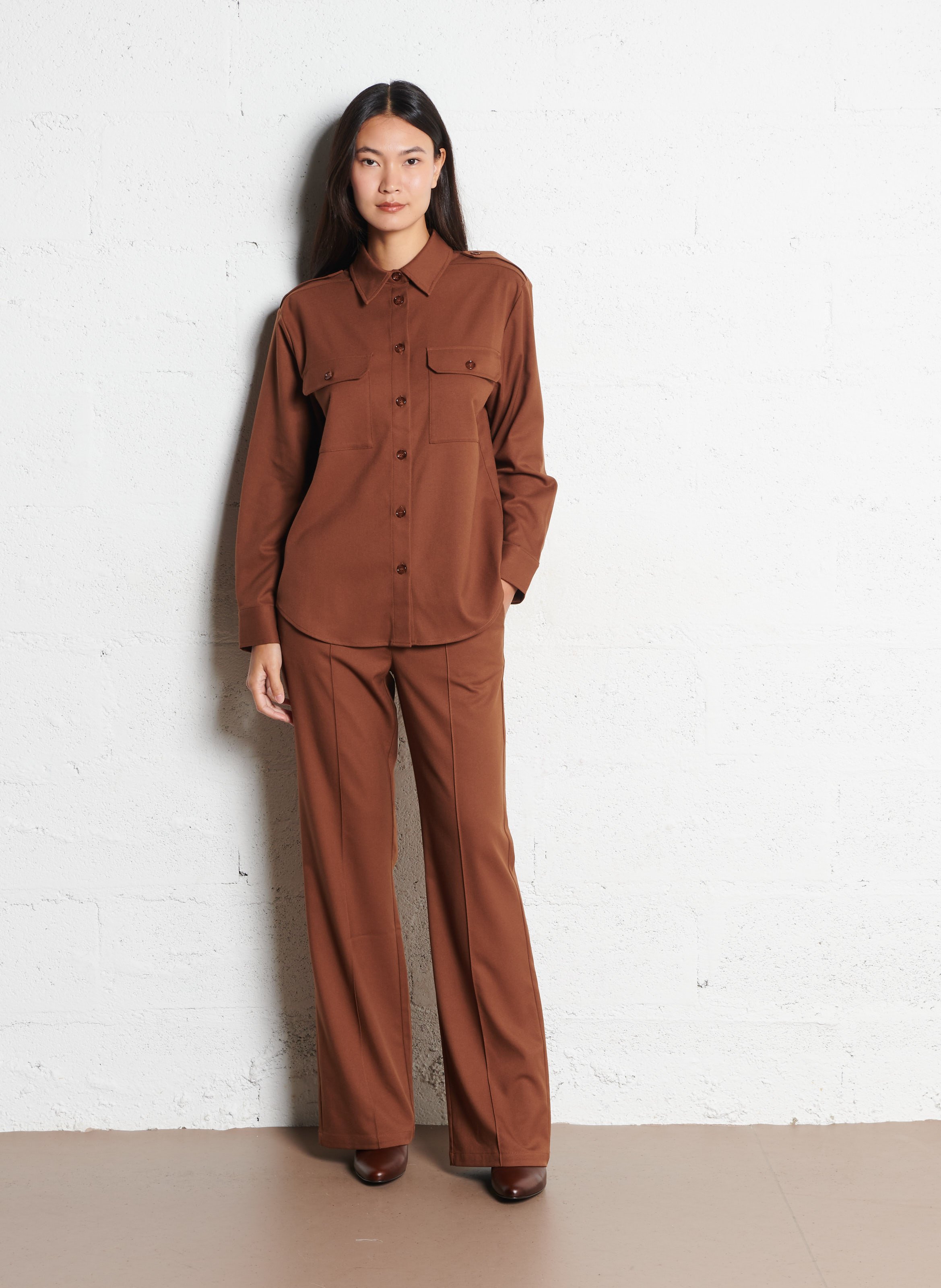 Oversized shirt with classic collar PETITE MENDIGOTE Brown