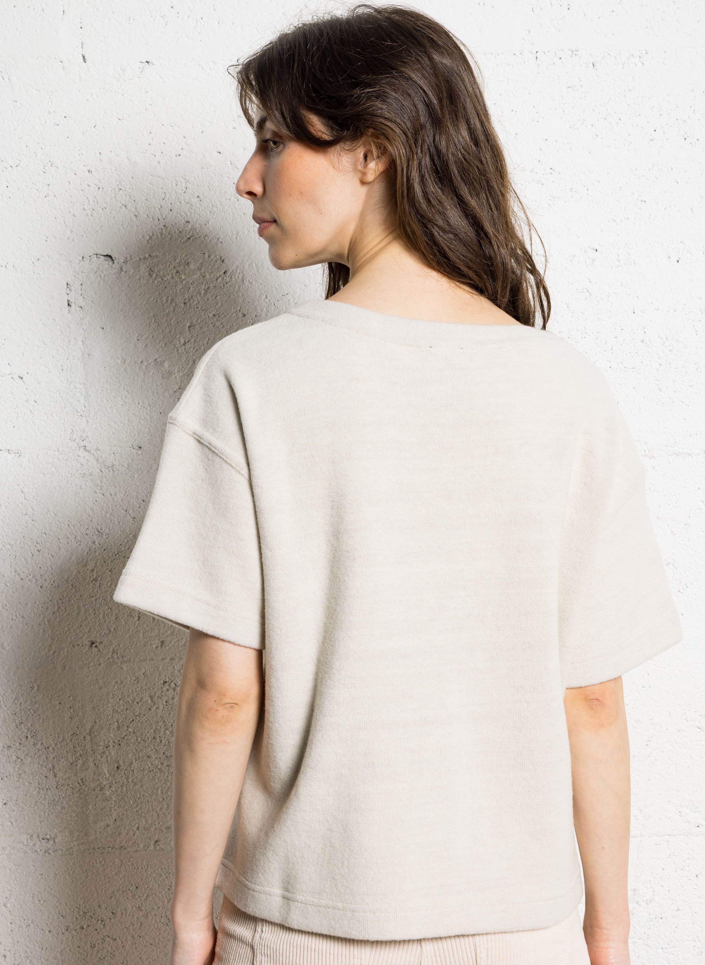 T-shirt van wolmix met ronde hals BENSIMON Wit