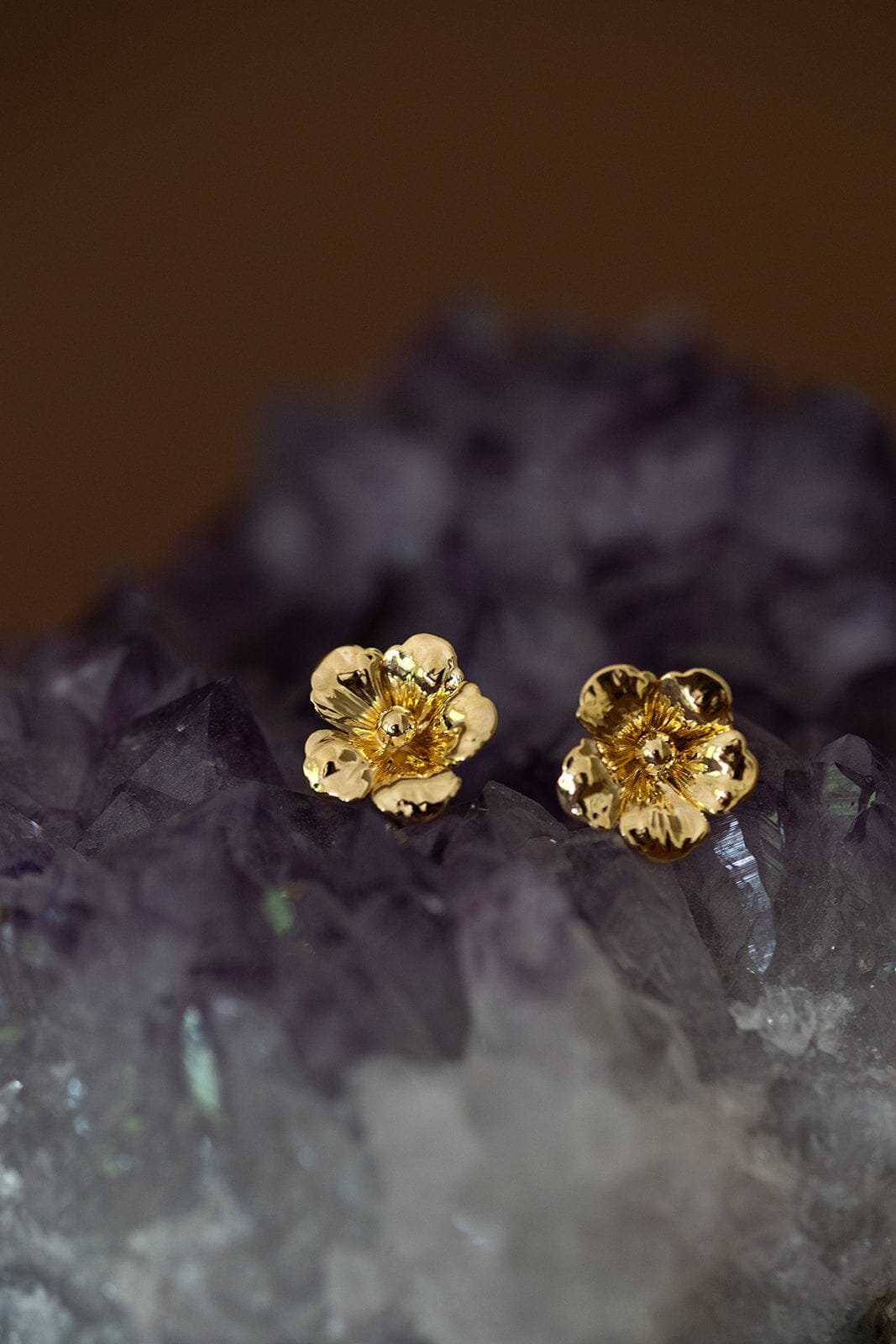 Flower stud earrings in gold-plated fine gold MONSIEUR SIMONE Golden