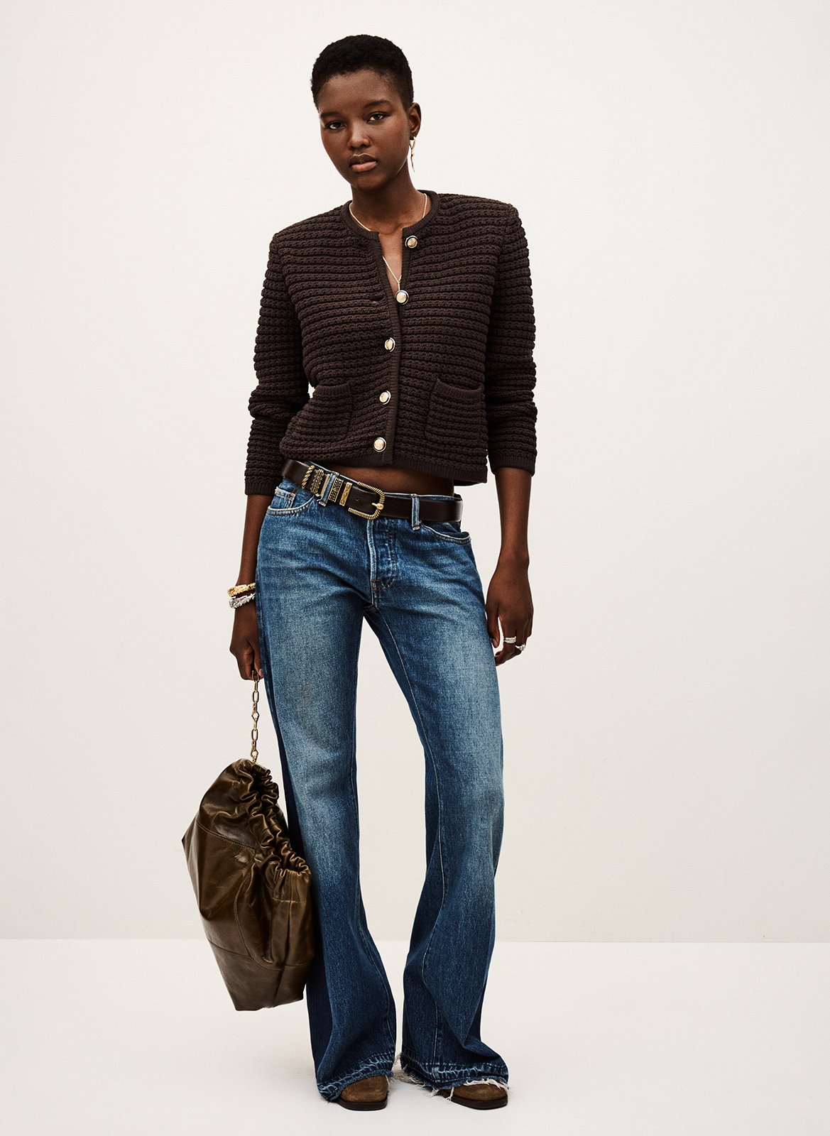 Gilet manches longues en coton mélangé BA&SH Marron