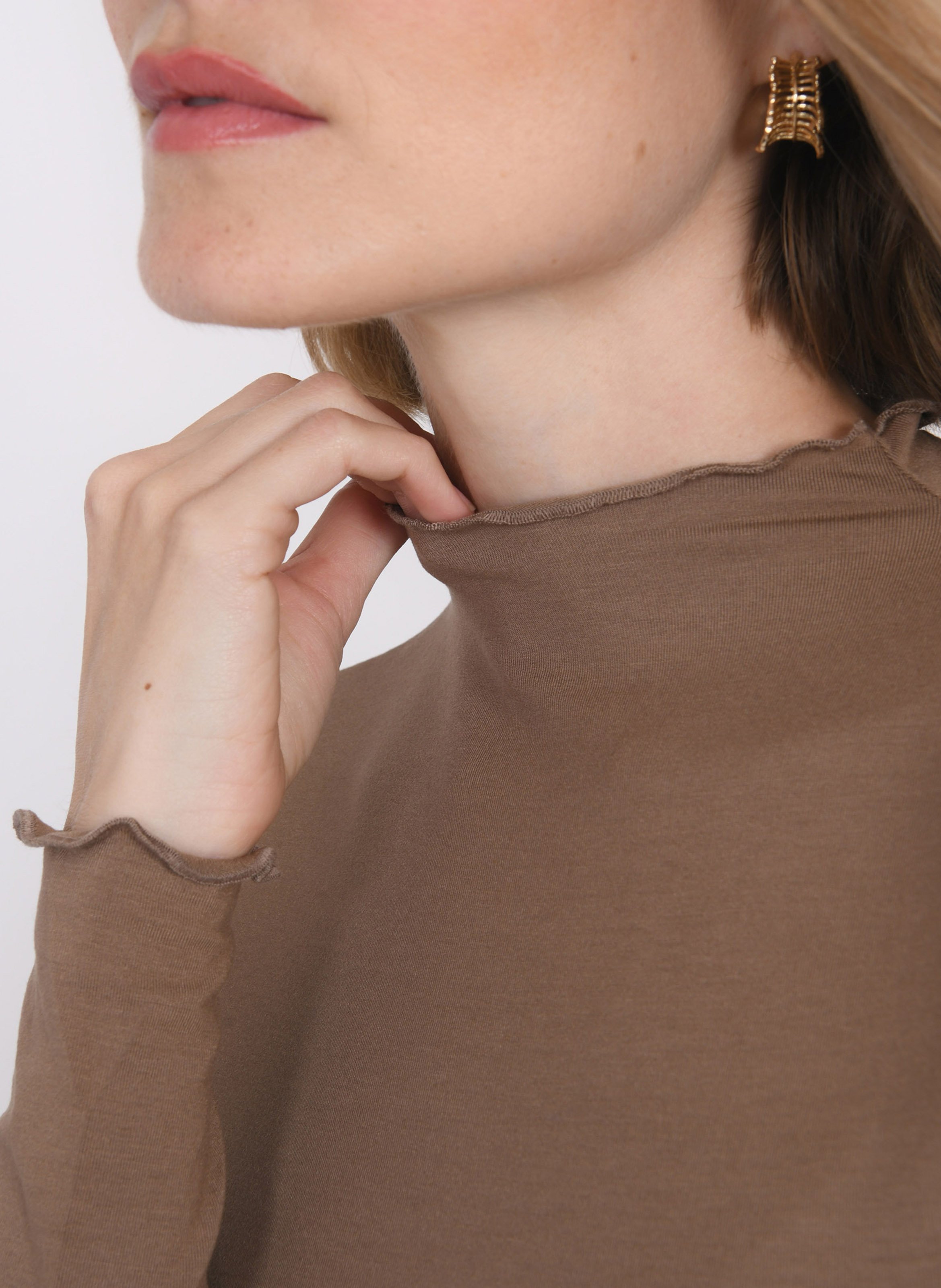 Tee-shirt ajusté effet drapé uni KOOKAI Beige