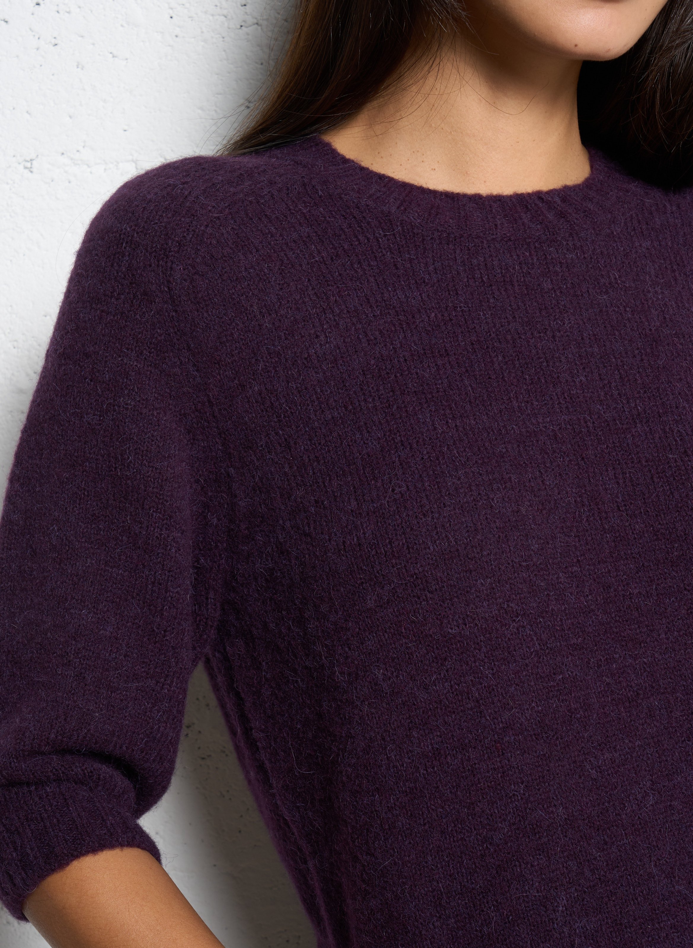 Pull droit col rond en maille mélangée SOEUR Violet