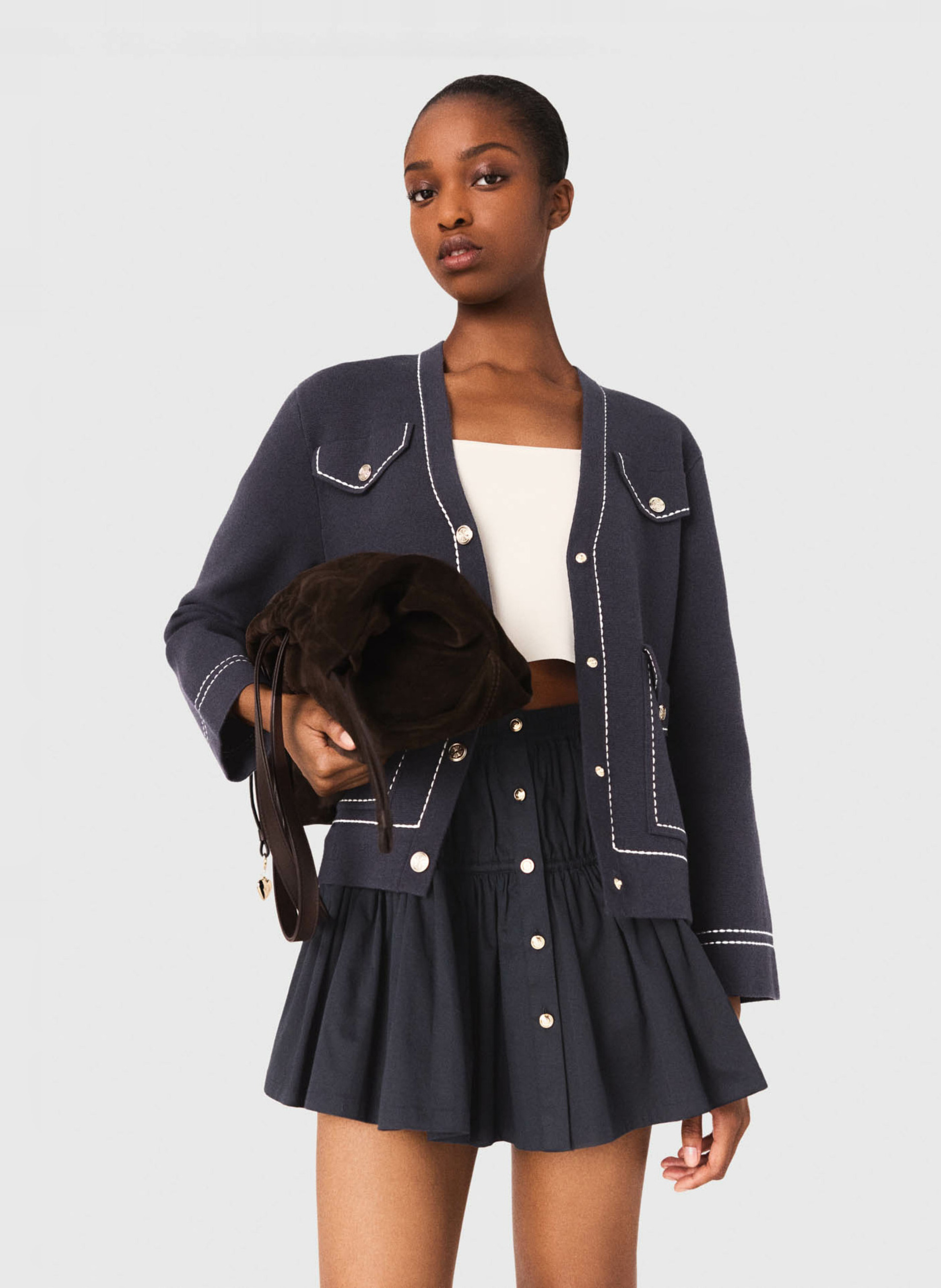 Cardigan met V-hals en fantasieknopen MAJE Blauw