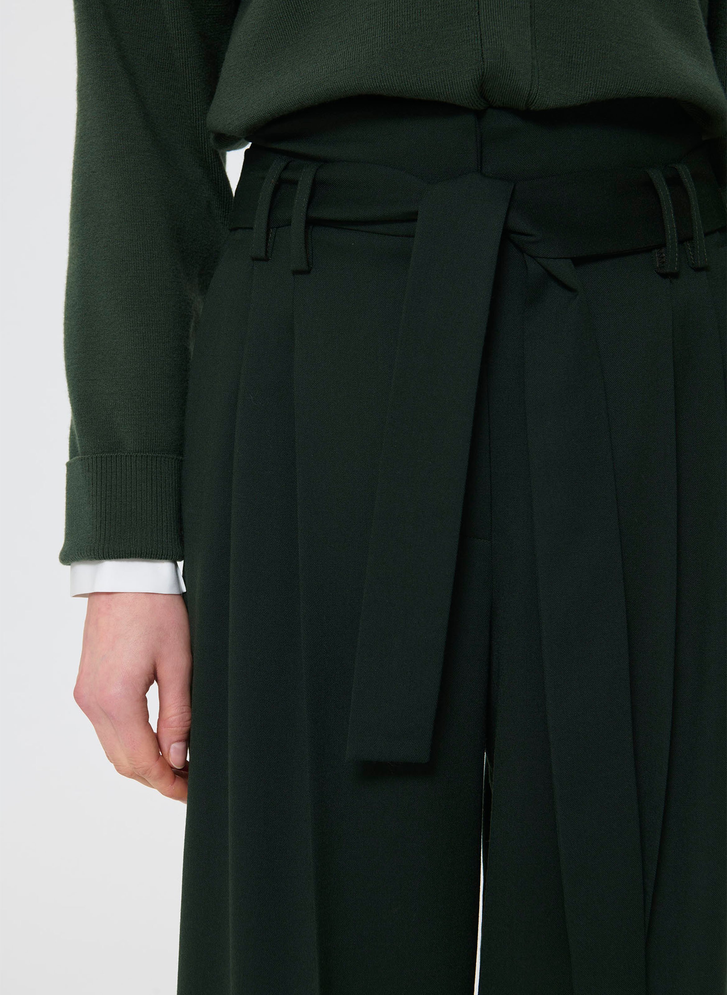 Pantalon large taille haute en laine mélangée TARA JARMON Vert