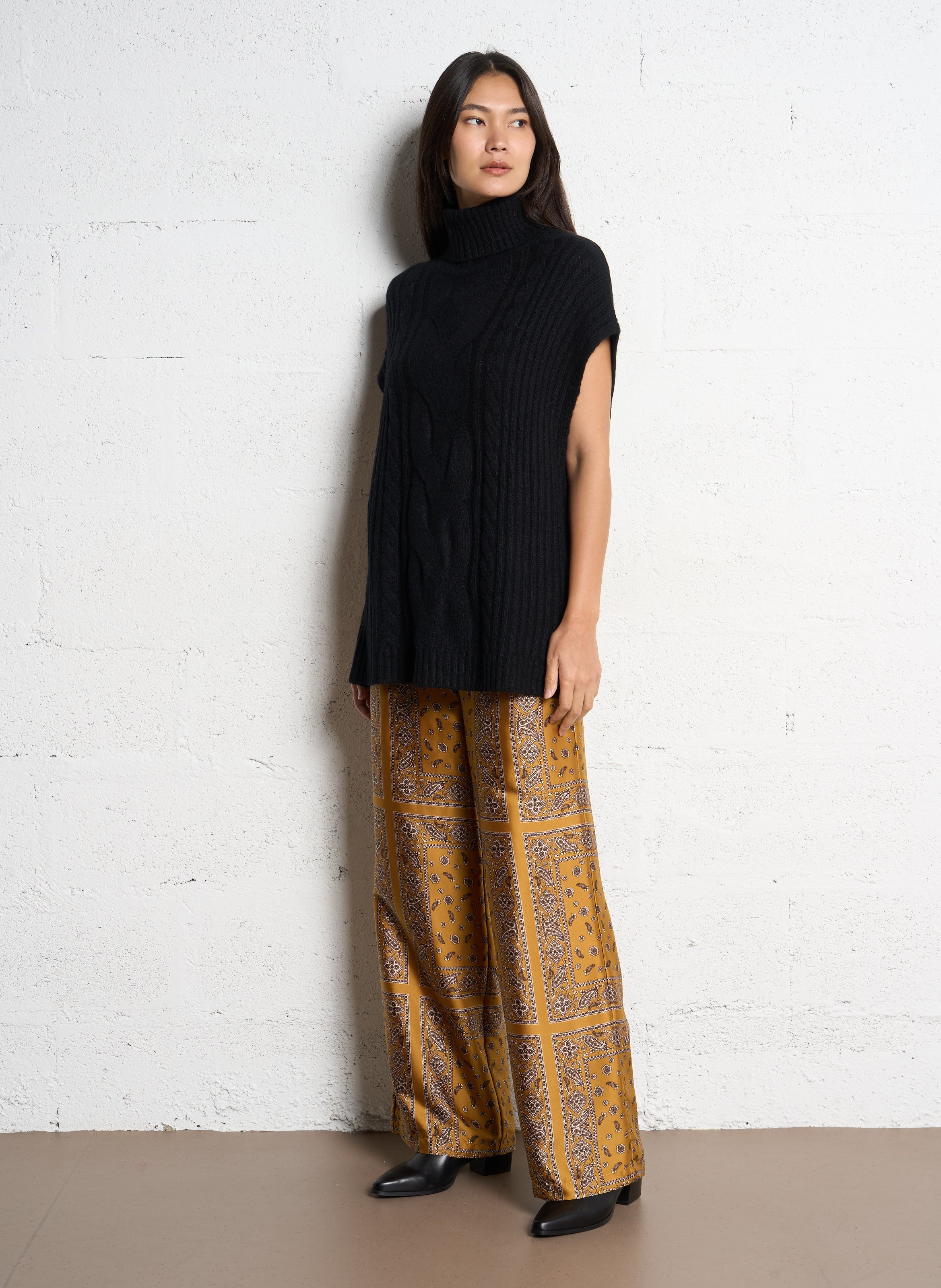 Pantalon large imprimé SUD EXPRESS Jaune