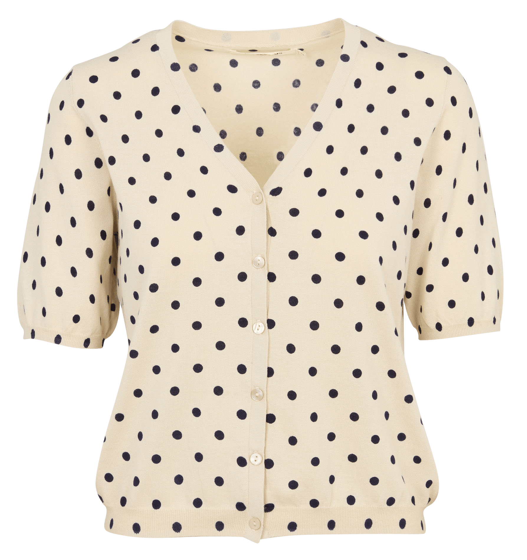 Recht, katoenen vest met V-hals en print NICE THINGS Beige