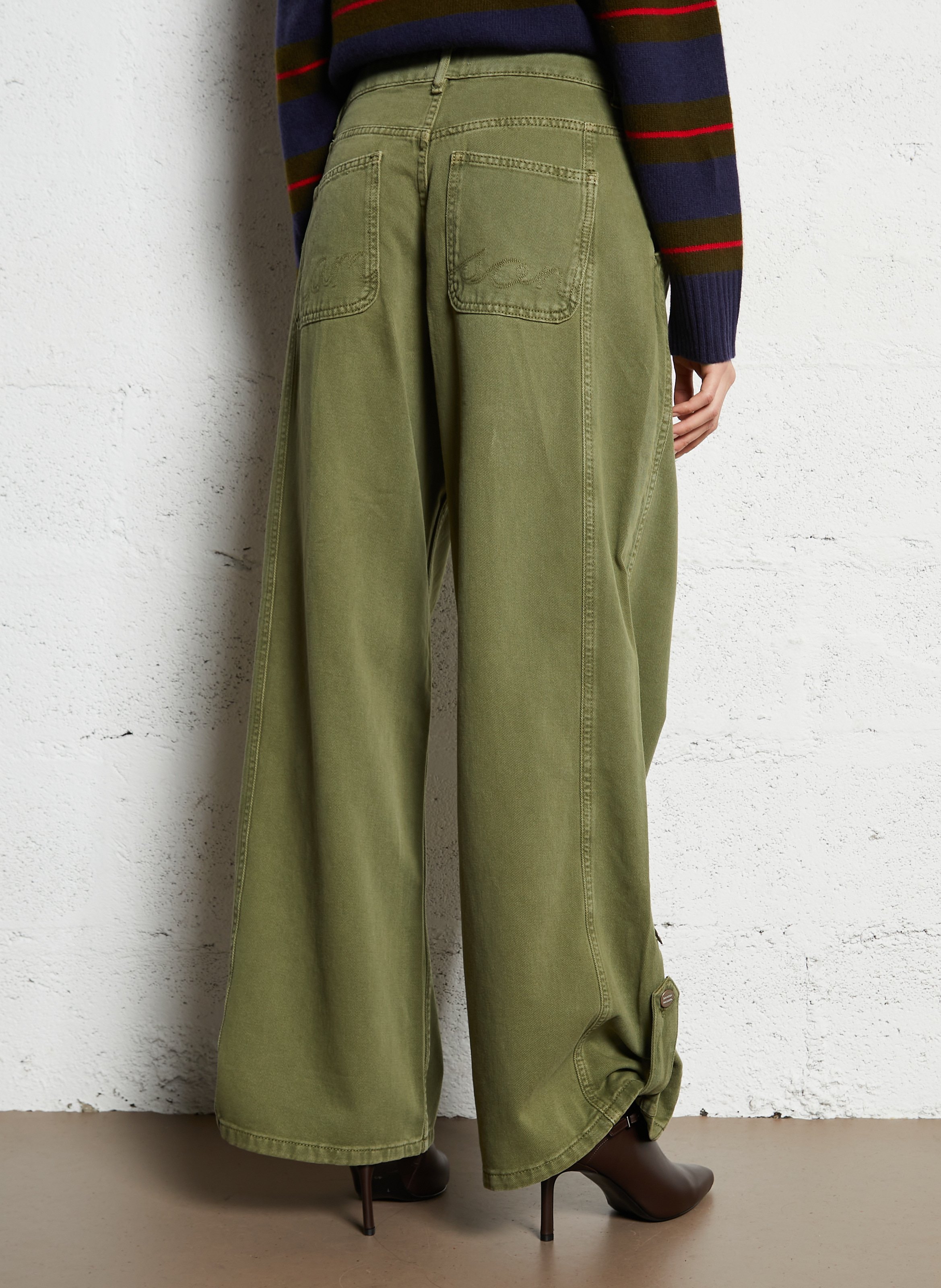 Wide-leg organic cotton pants DAMSON MADDER Khaki