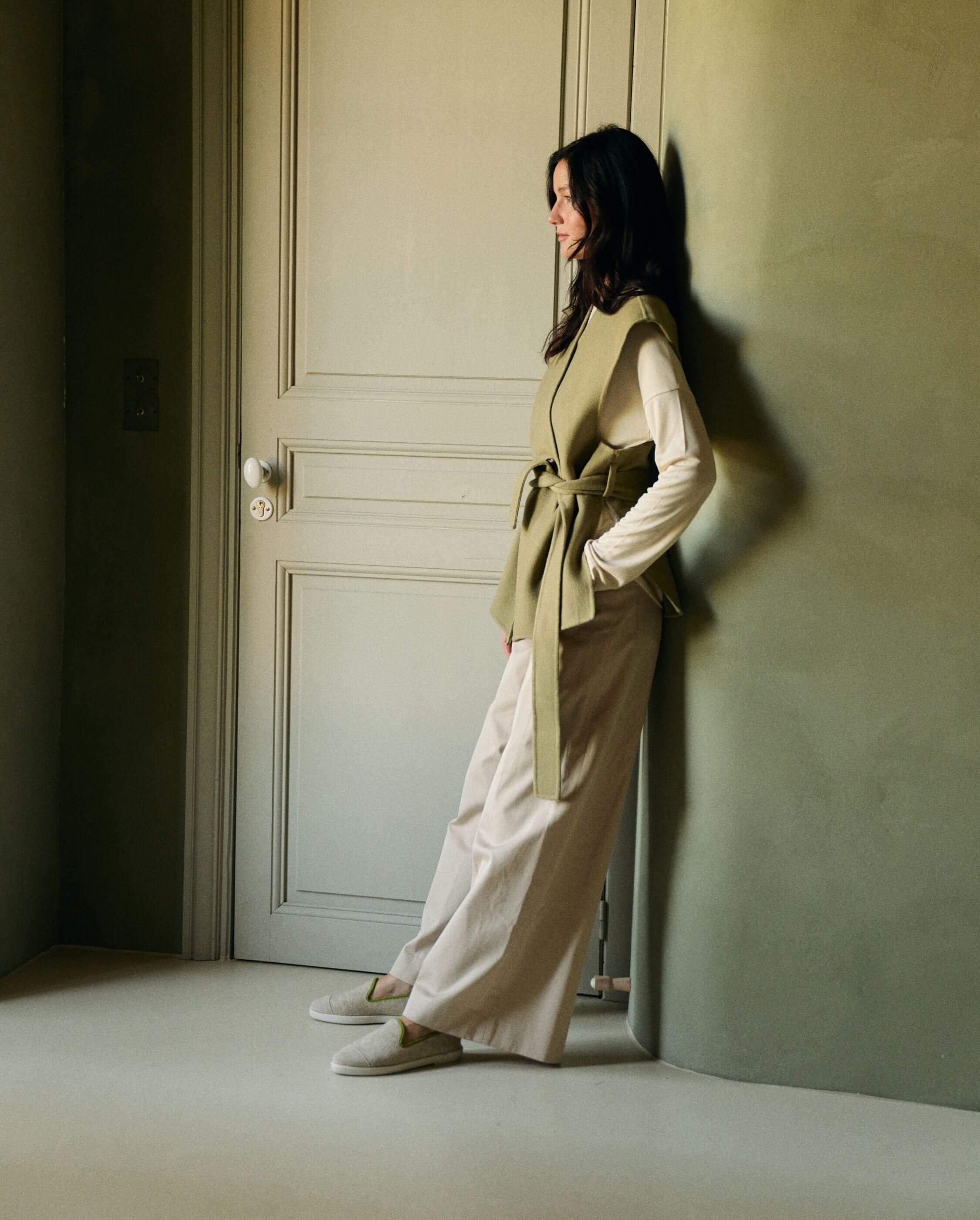 Women's wool slipper, pistachio beige ANGARDE Beige