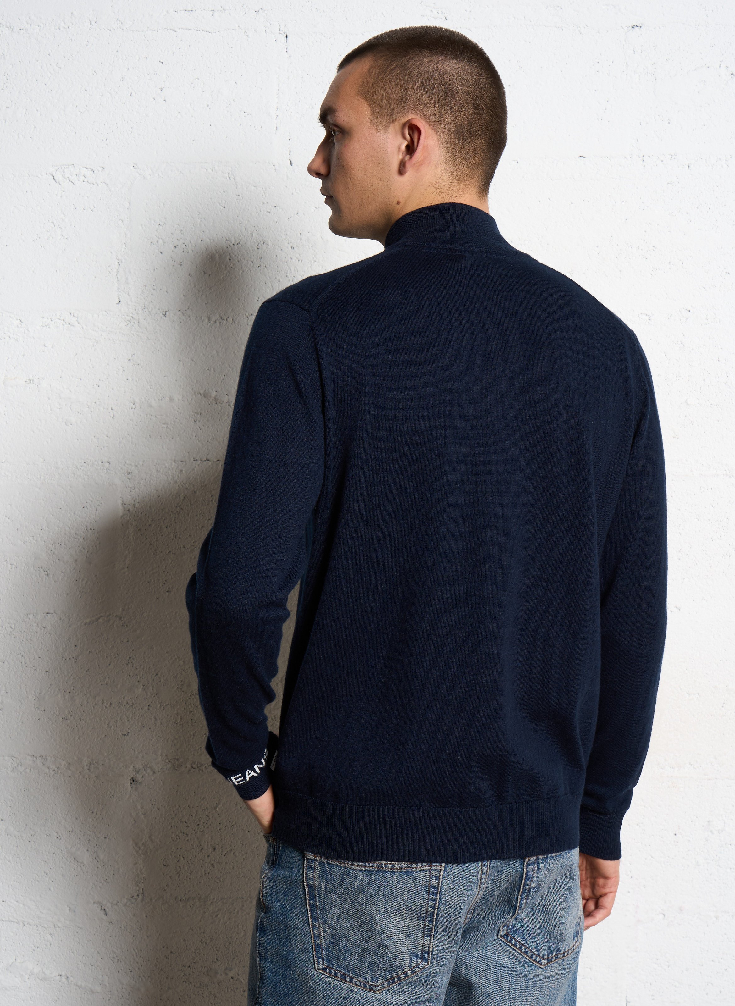 Pull droit col montant en coton et cachemire PEPE JEANS Bleu