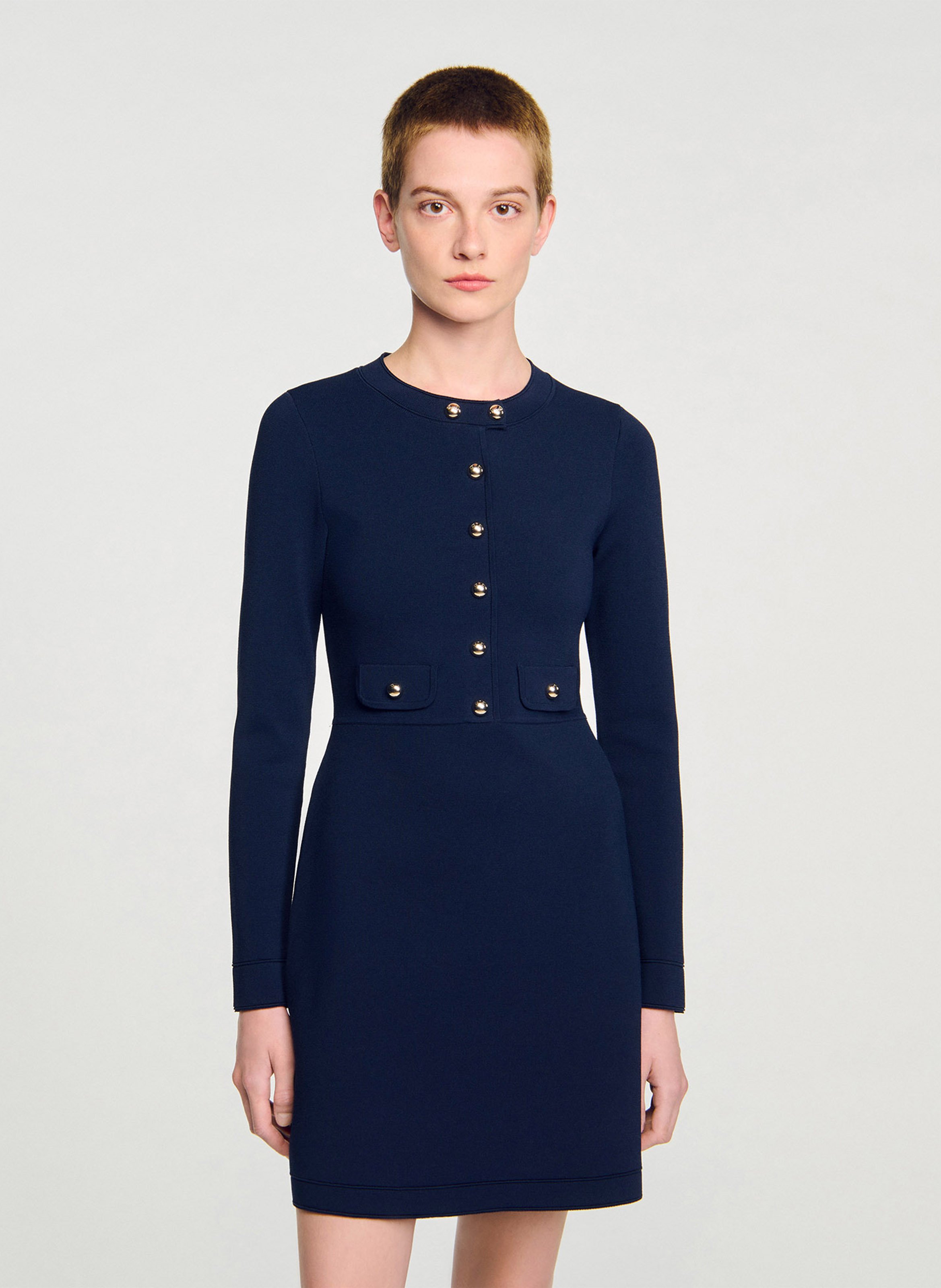 Robe droite col rond Bleu