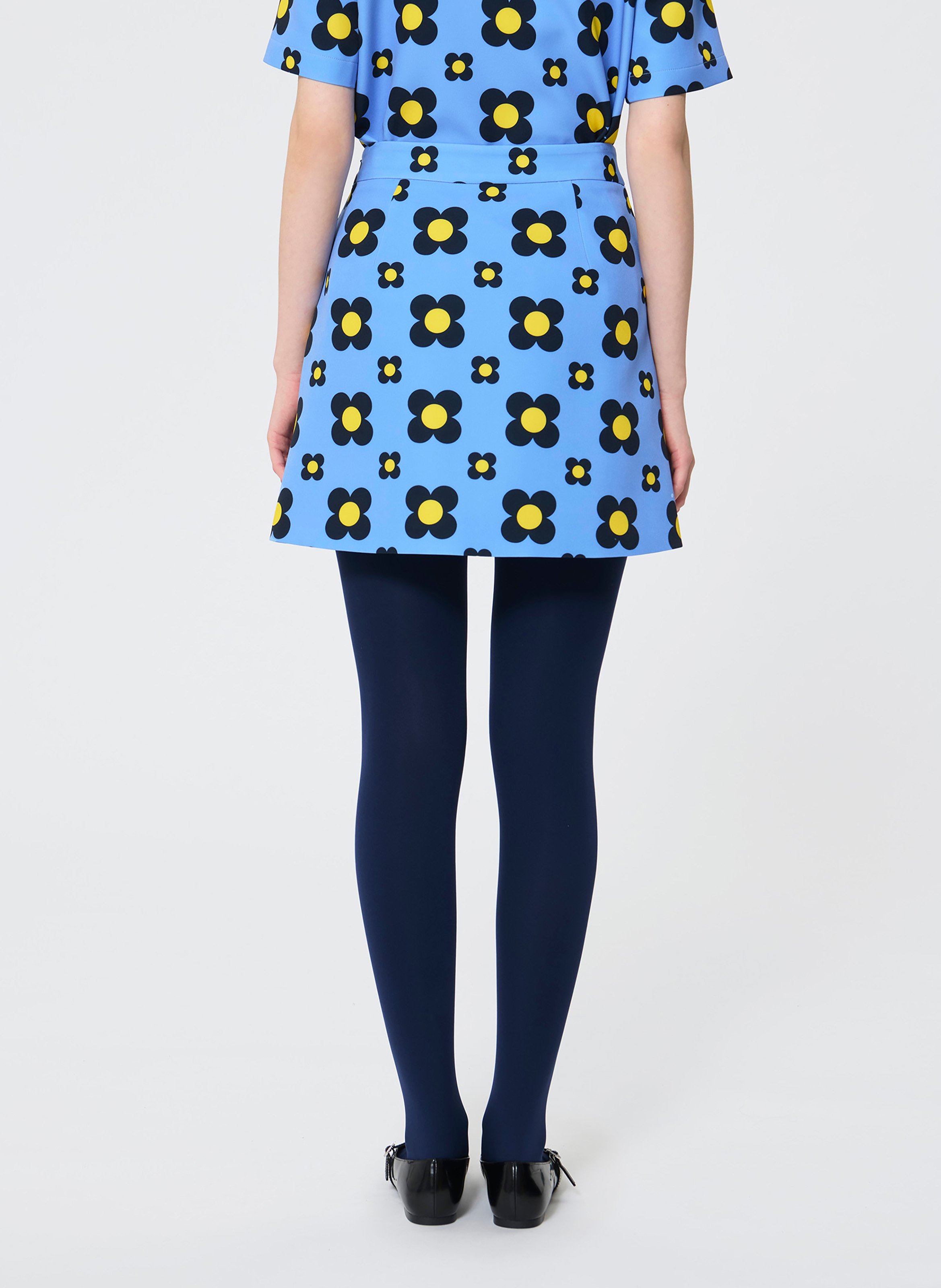 Short printed dress with classic collar TARA JARMON Blue