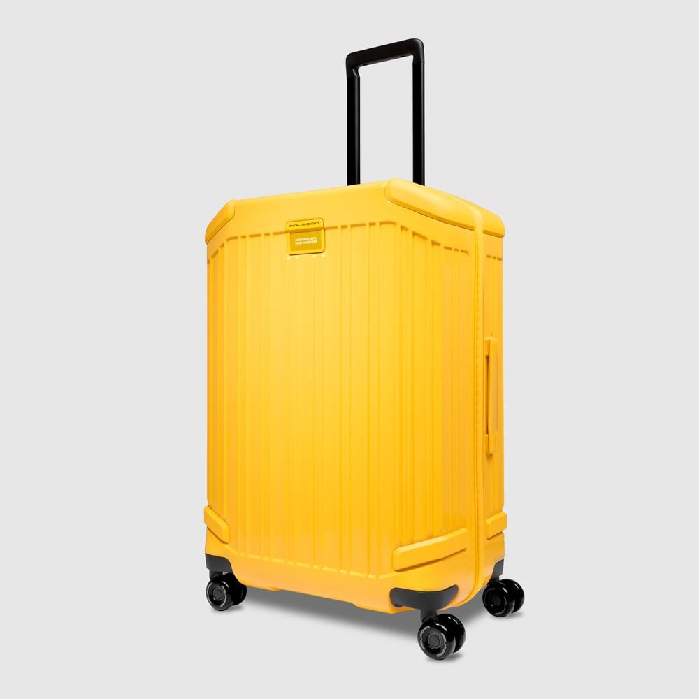 Medium 4-wheel trolley suitcase with TSA lock PIQUADRO Yellow