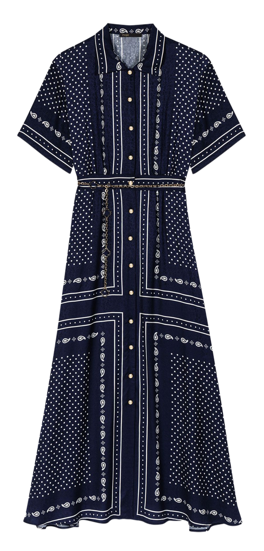 Long A-line printed dress MAJE Blue