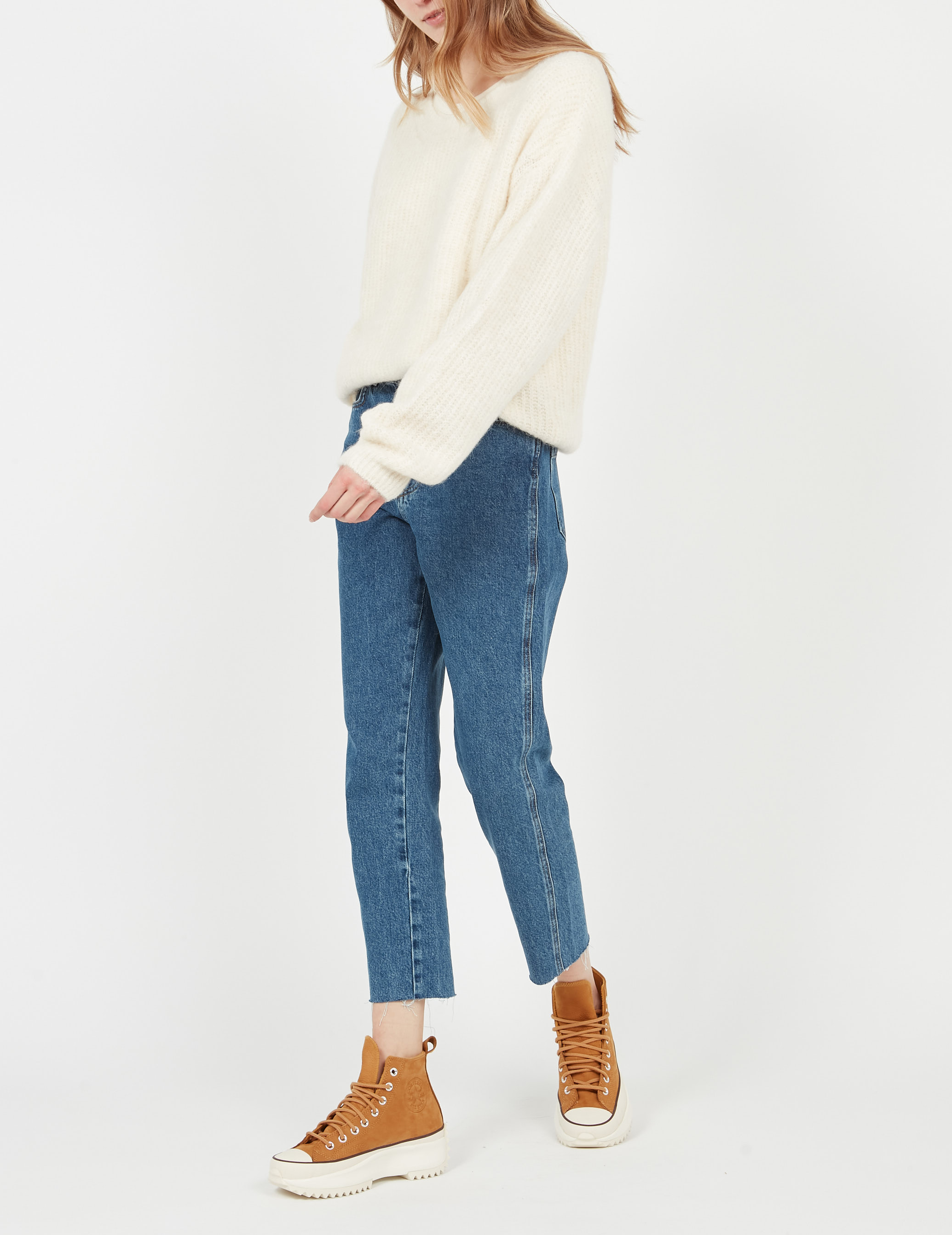 Pull droit à maille duveteuse en laine mélangée AMERICAN VINTAGE Beige