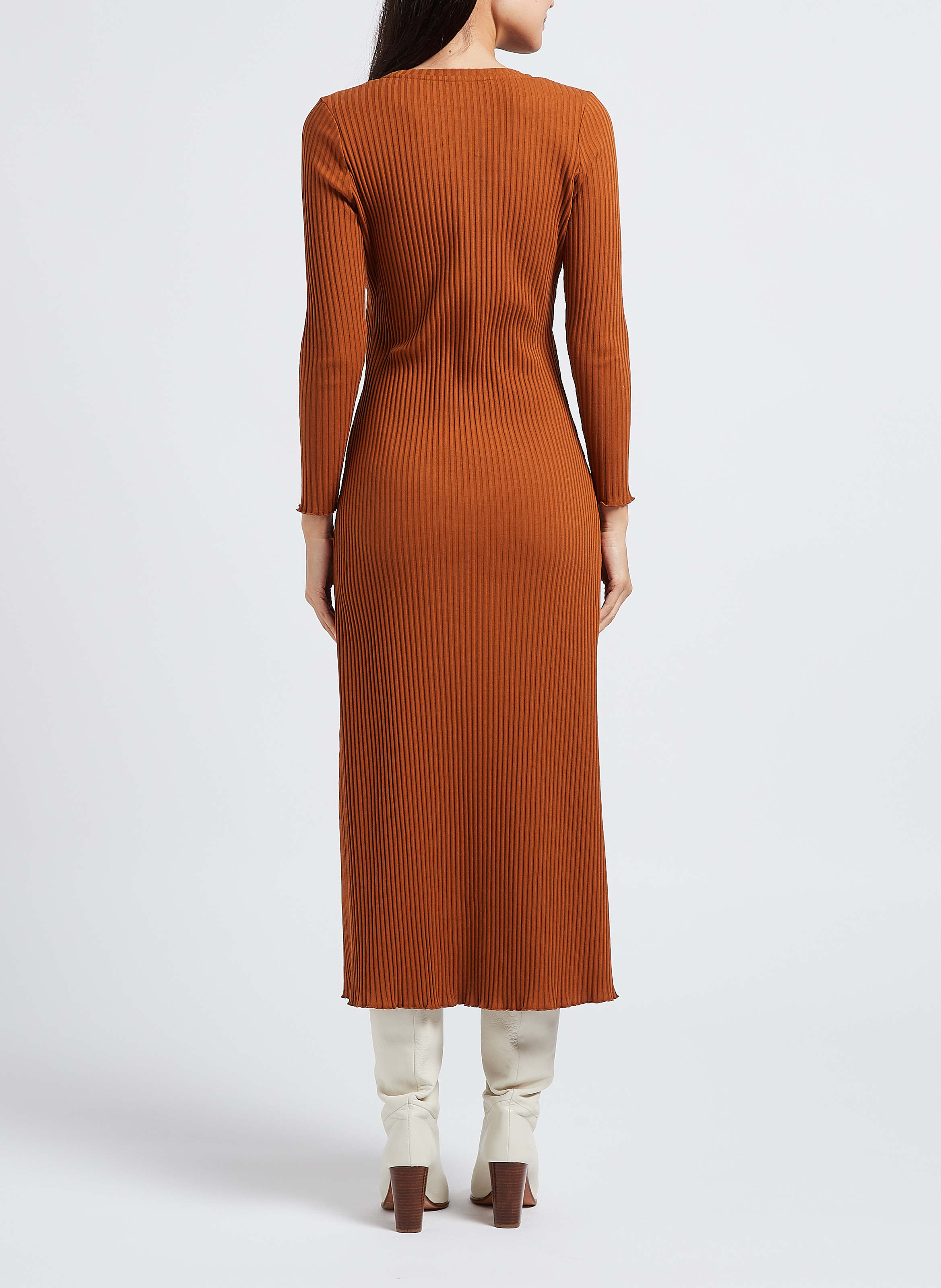 Figurbetontes Kleid mit Rundhalsausschnitt aus Baumwolle RITA ROW Braun