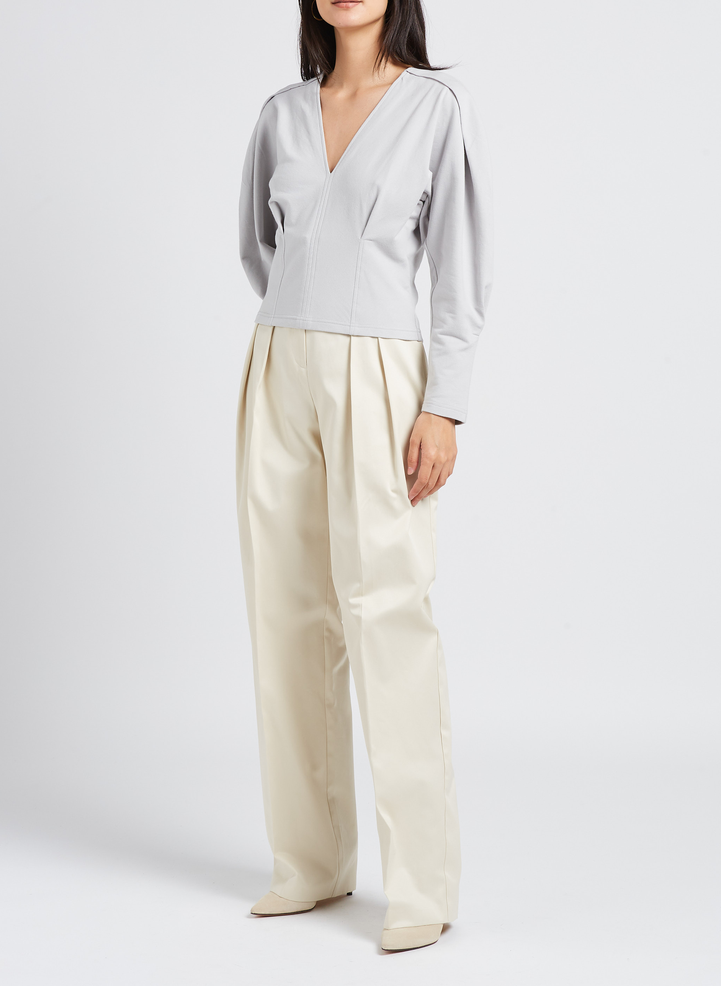 Gerade geschnittene Taillenhose aus Baumwolle mit Bundfalten IRO Weiss