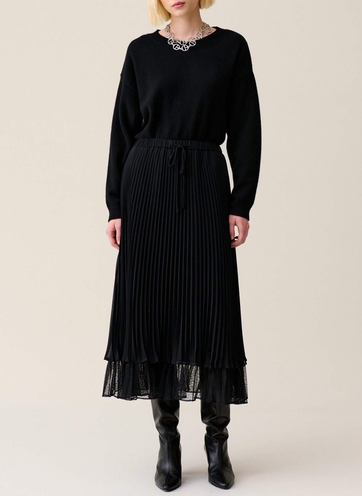 Jupe midi fluide plissée  CLAUDIE PIERLOT Noir