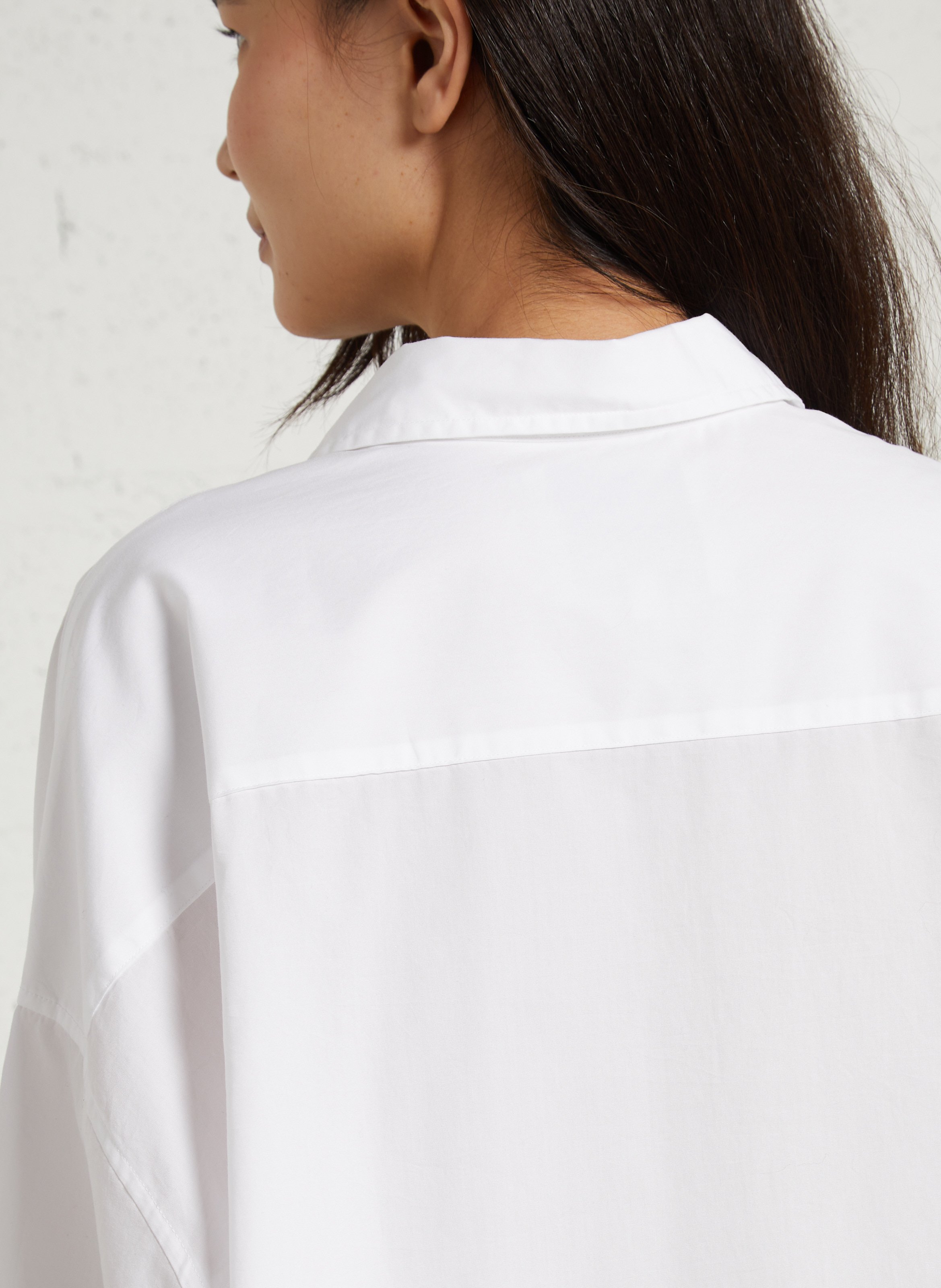 Weit geschnittene Baumwollbluse mit klassischem Kragen BELLEROSE Weiss