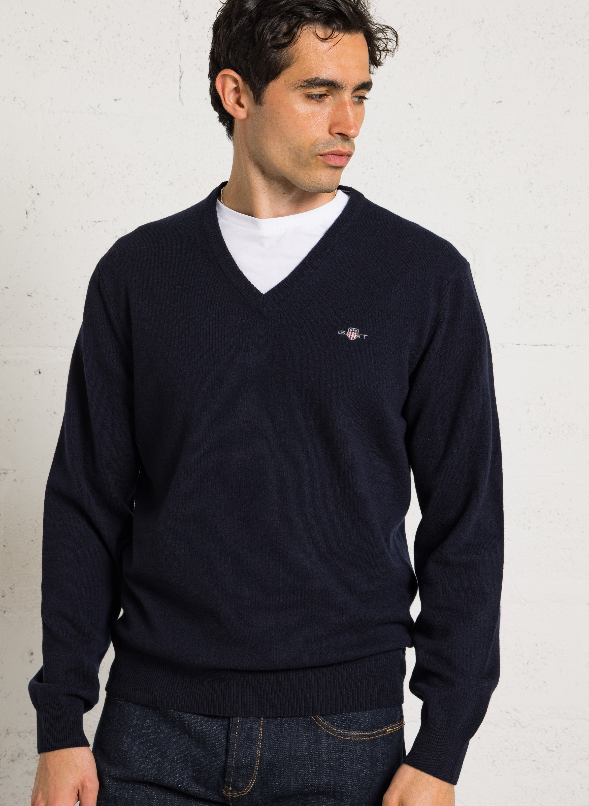 Wollen trui met V-hals GANT Blauw