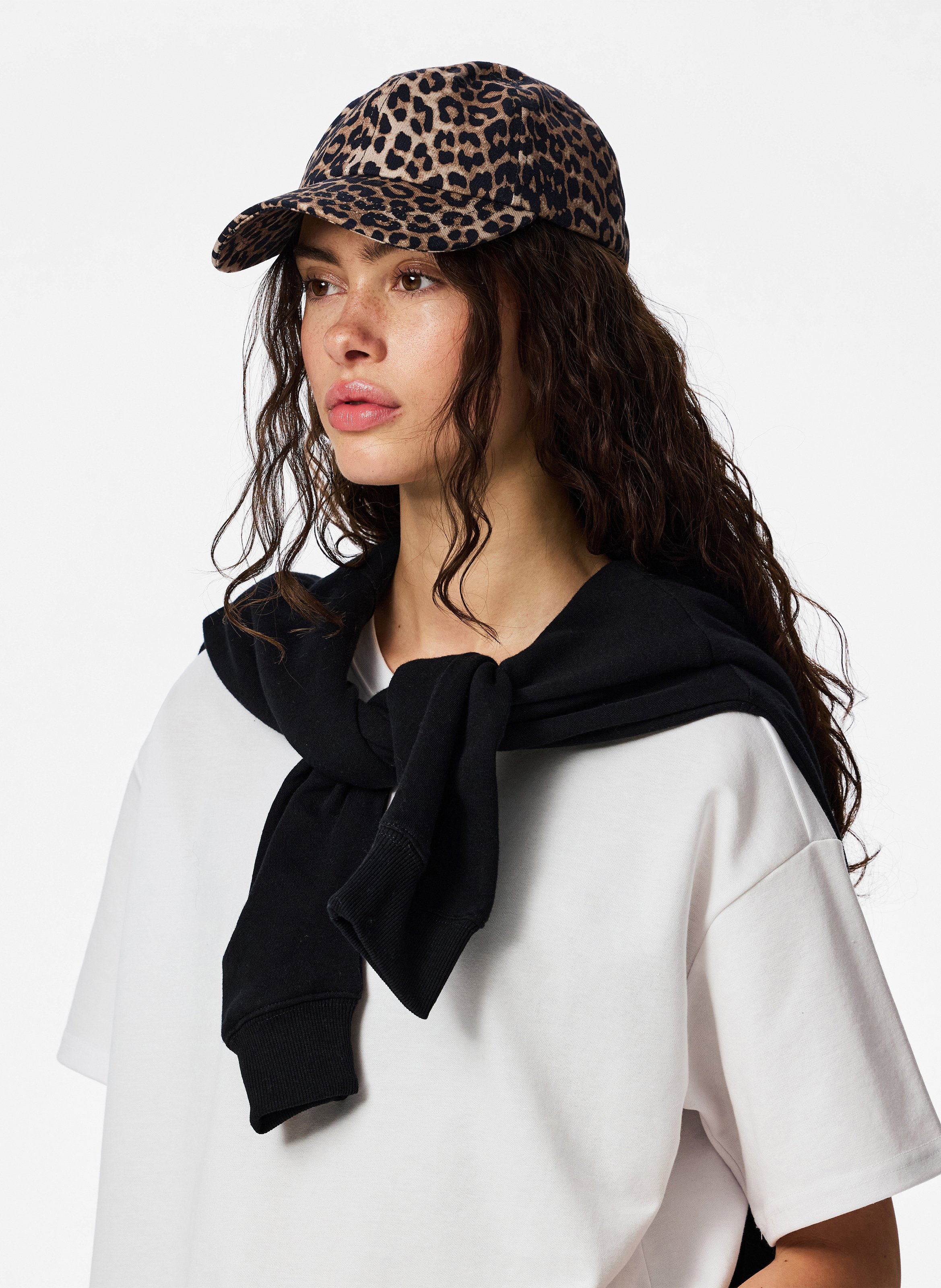 Casquette en coton mélangé imprimé PIECES Noir