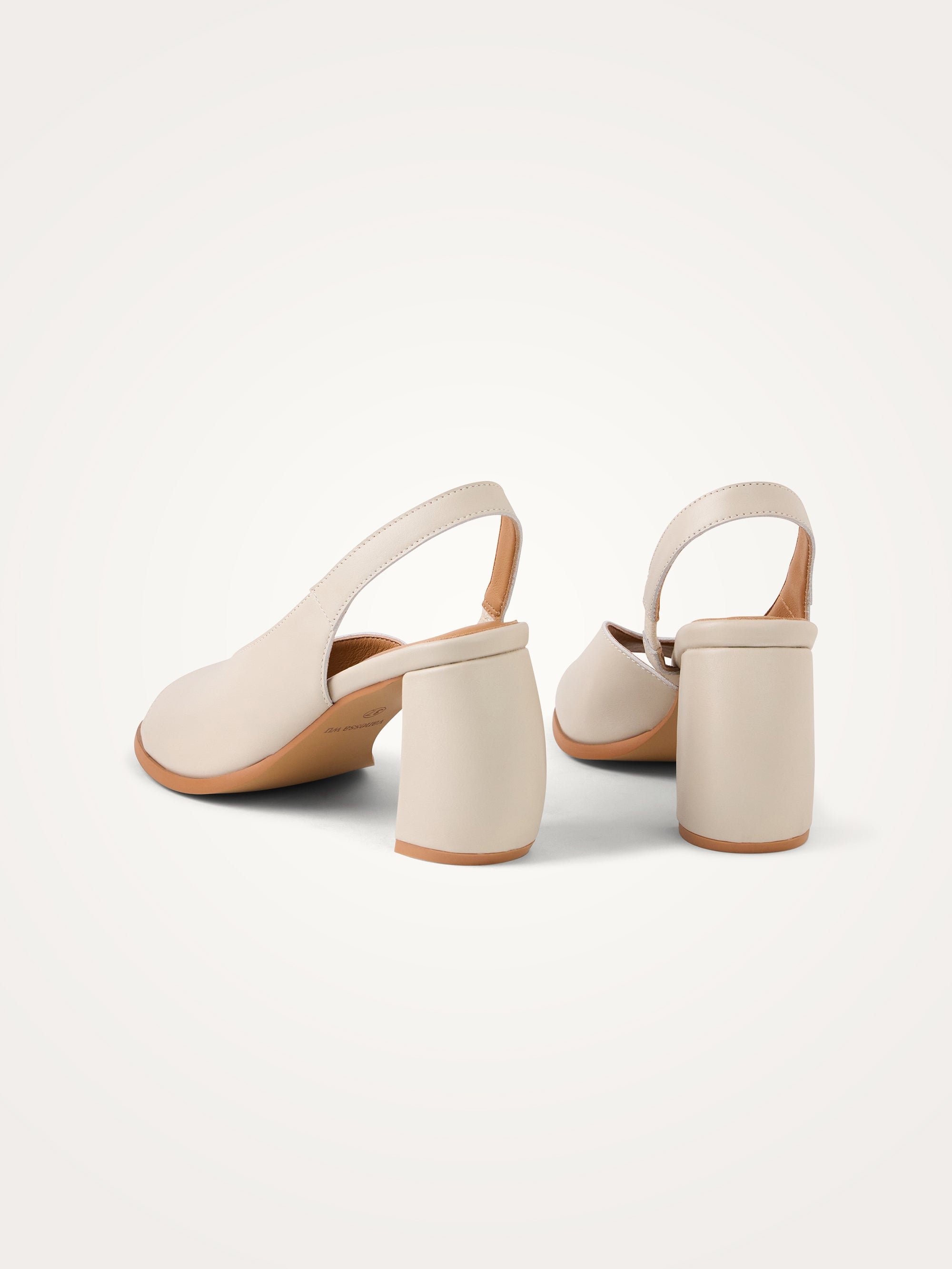 Sandals with ankle strap and half-moon heel in leather VANESSA WU Beige