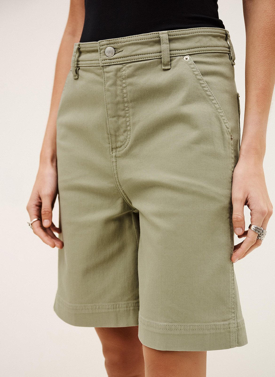 Bermuda en coton mélangé BA&SH Kaki