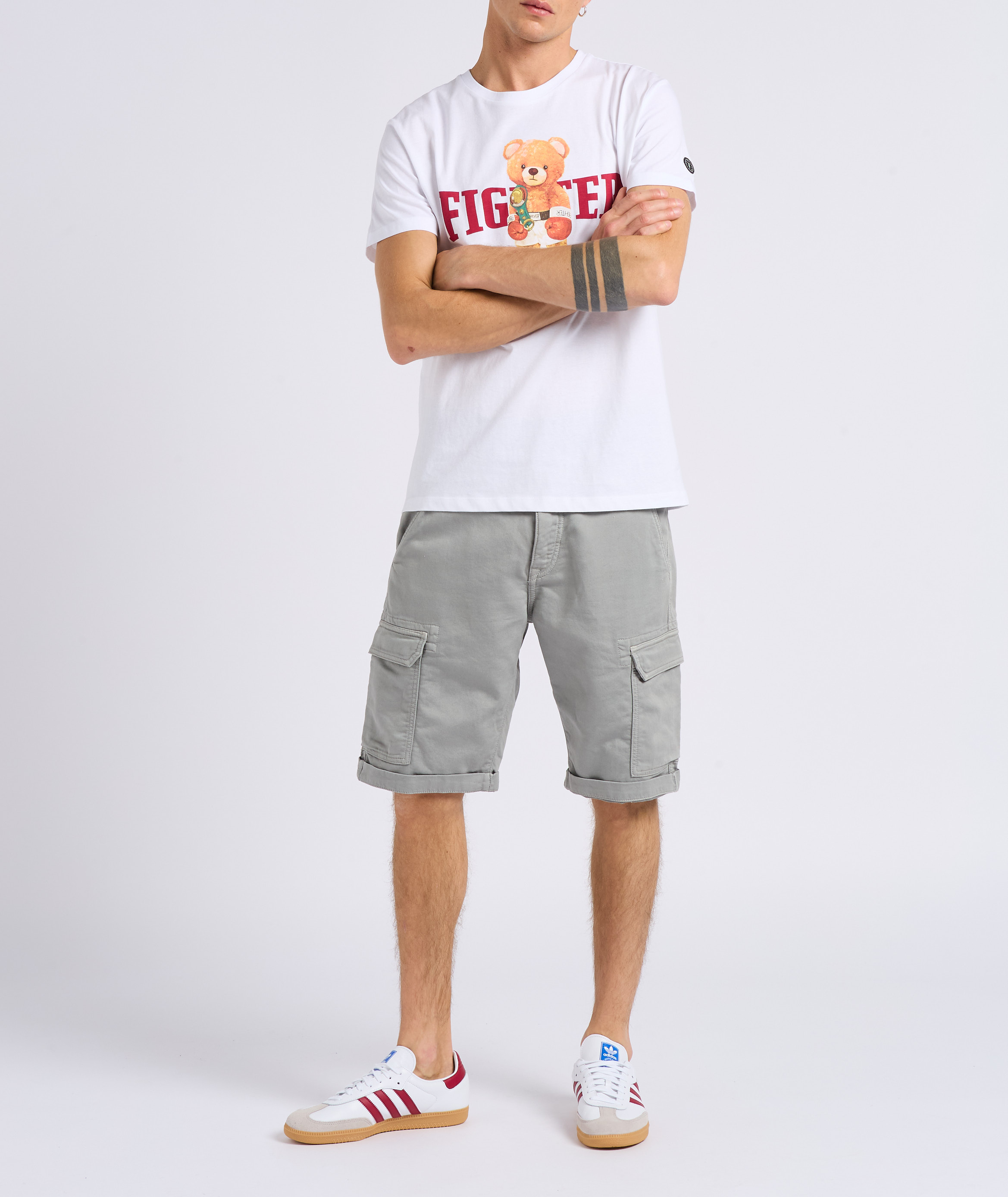 Multi-pocket cotton-blend Bermuda shorts LE TEMPS DES CERISES Grey