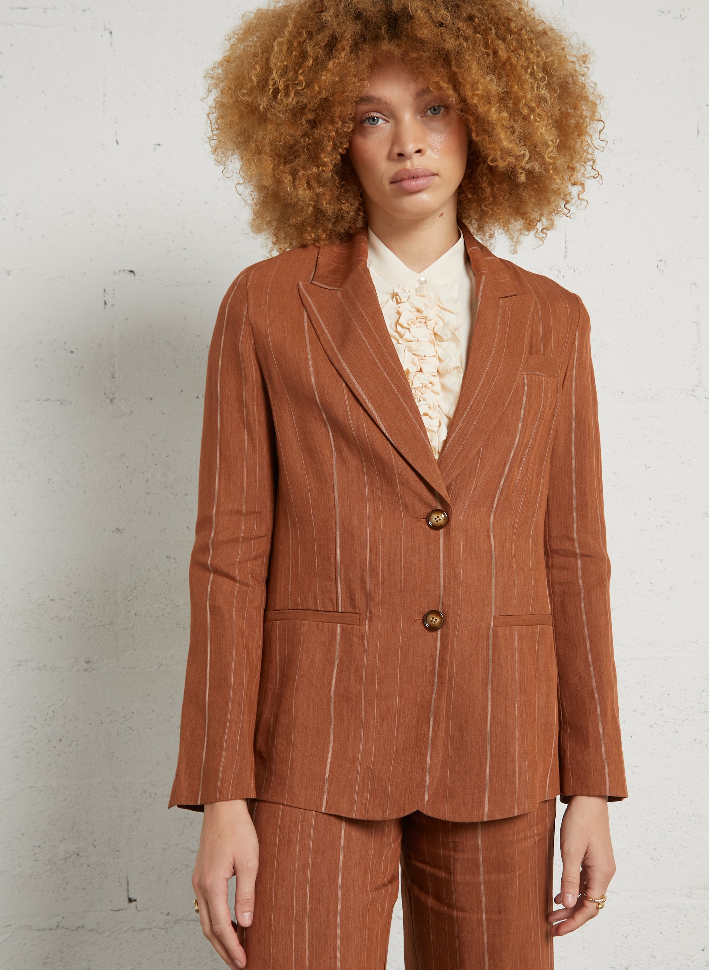 Veste de tailleur à rayures MOMONI Marron