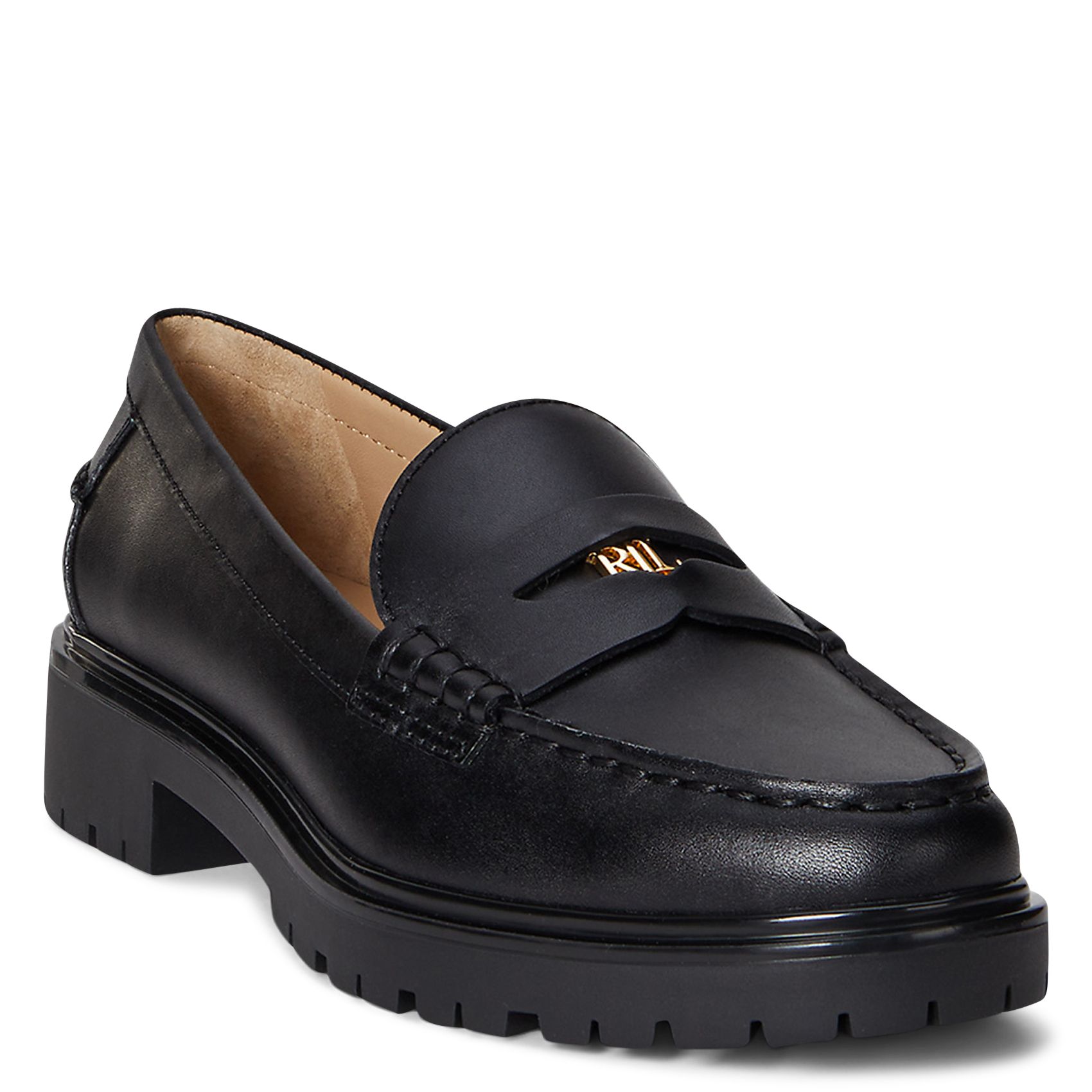 Mocassins à plateforme en cuir LAUREN RALPH LAUREN Noir