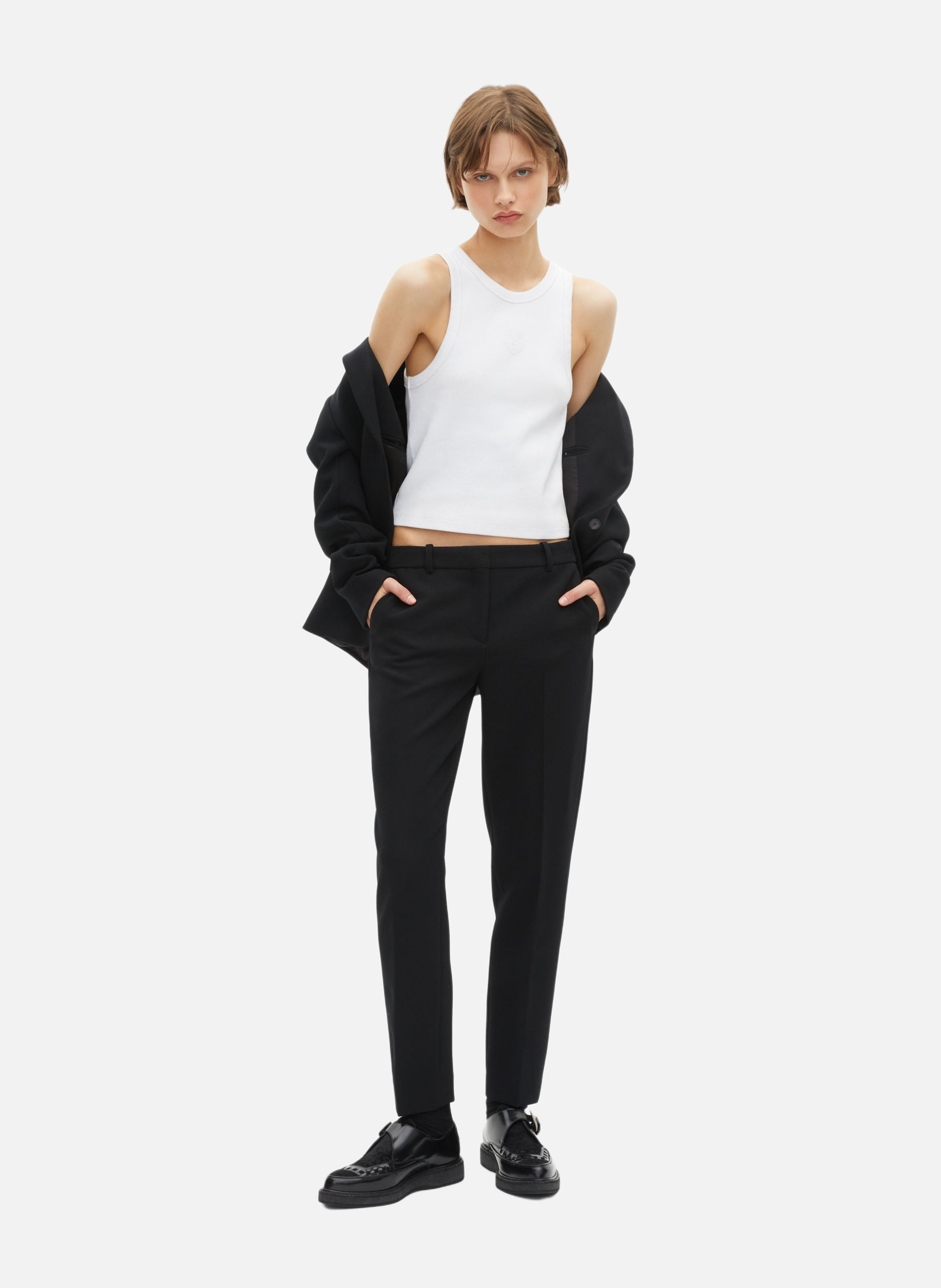 Straight-cut crepe tailored pants THE KOOPLES Black