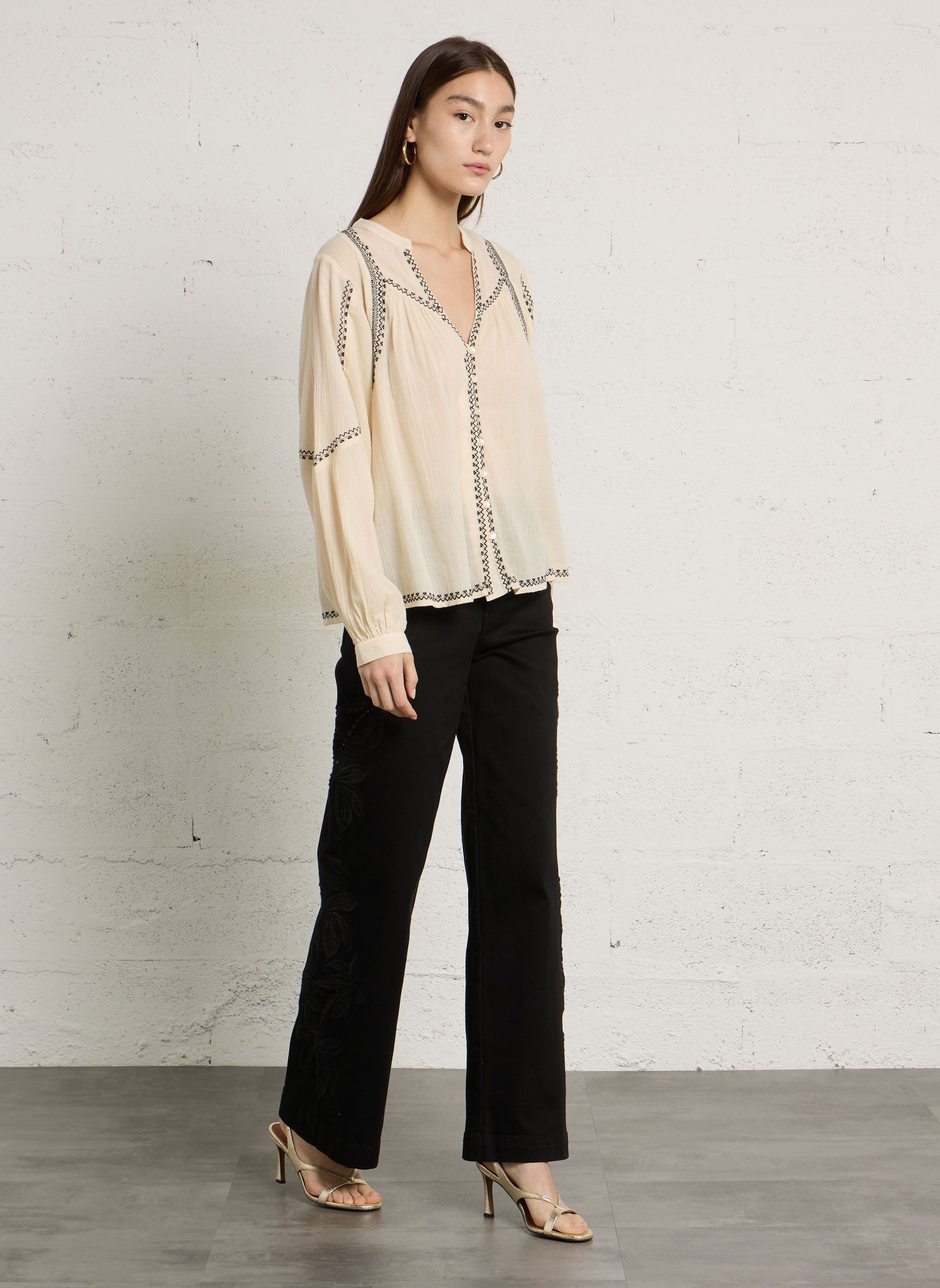Katoenen blouse met V-hals LA PETITE ETOILE Wit