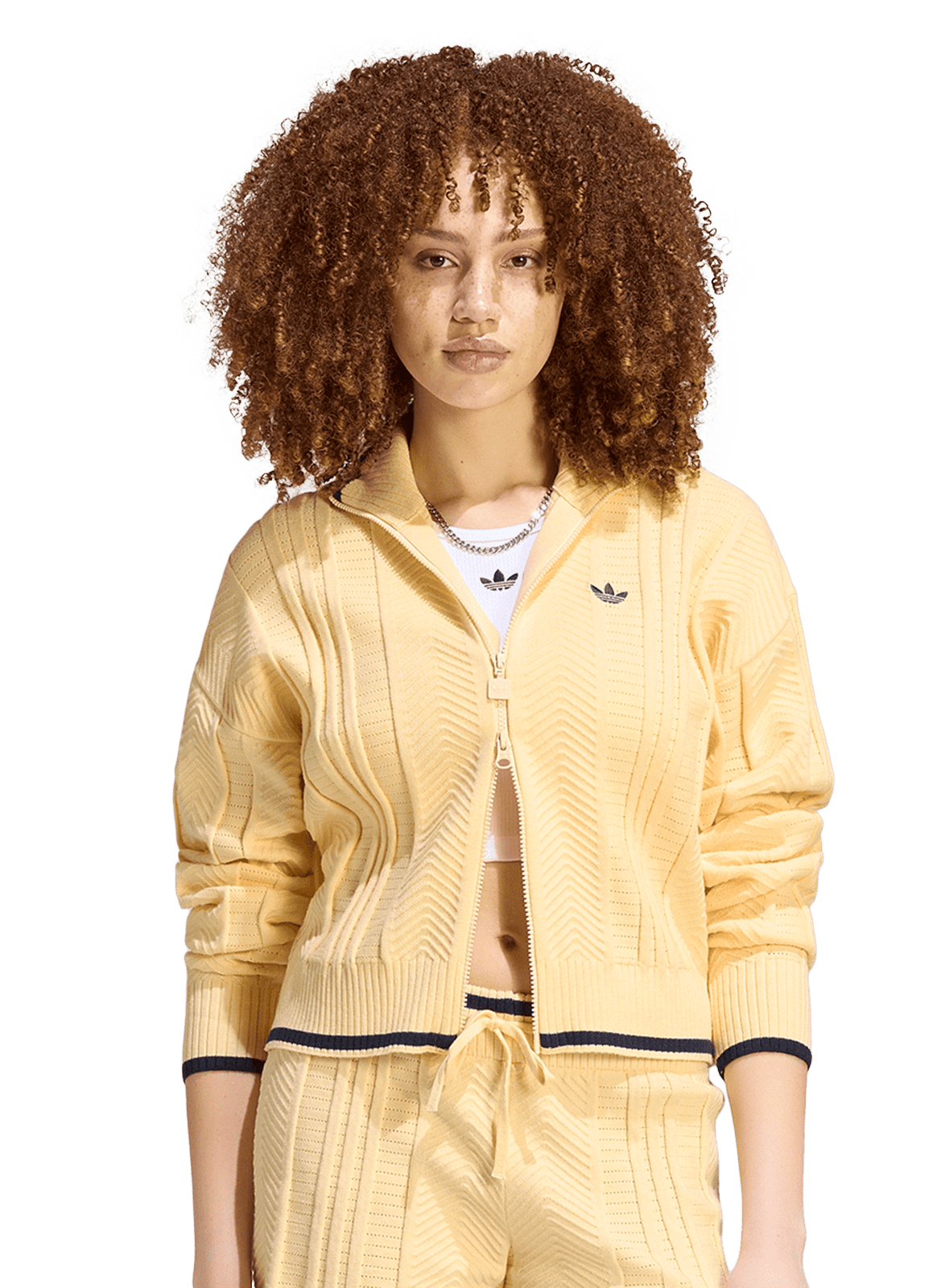 High-neck zipped cardigan ADIDAS White