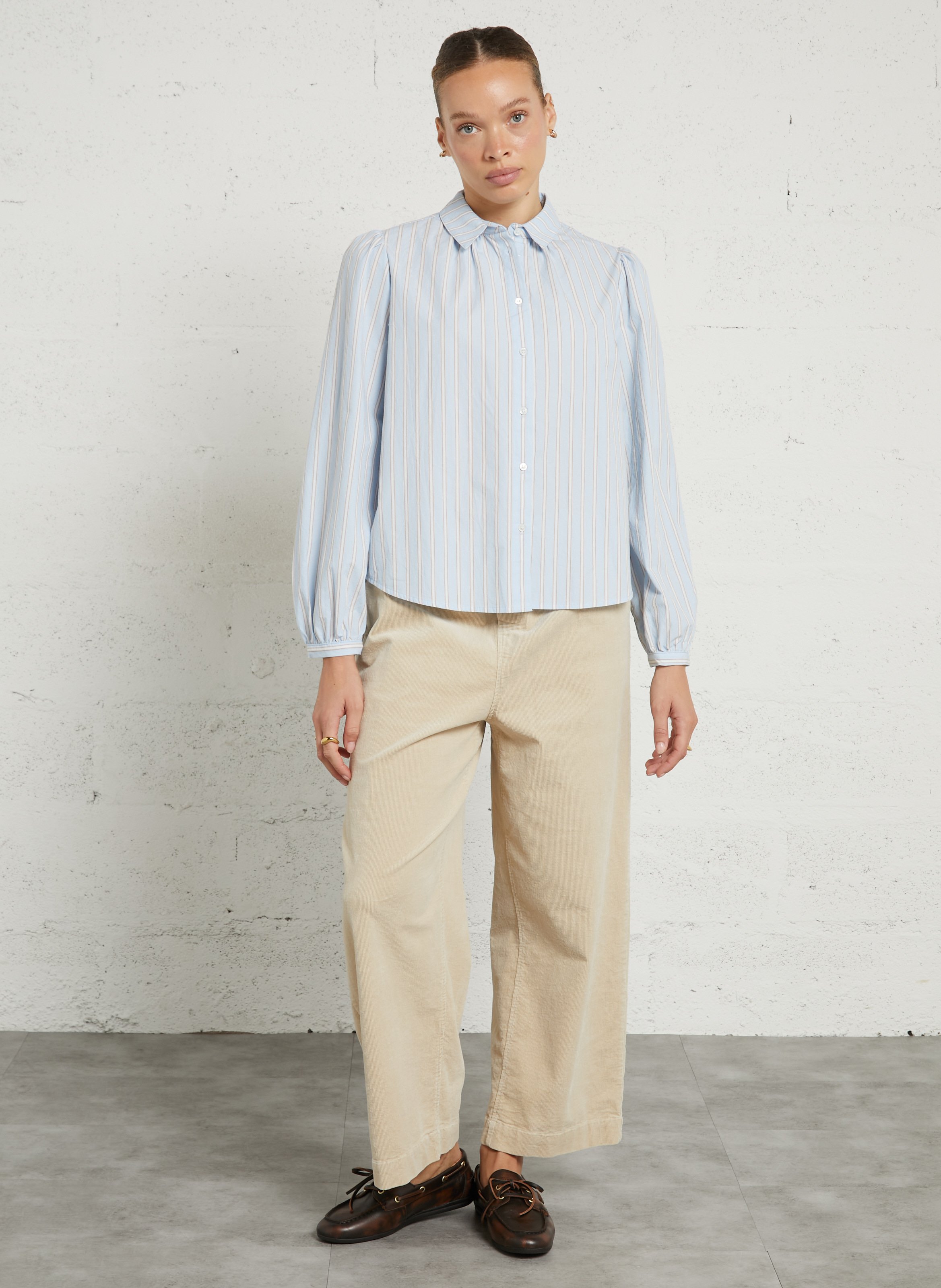 Loose-fit striped cotton shirt JC SOPHIE Blue