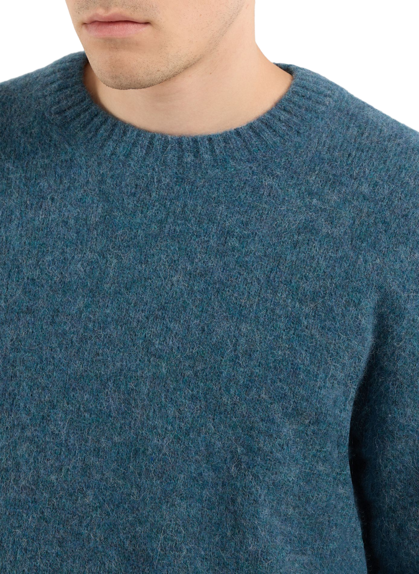 Round-neck alpaca blend sweater. | Blue SAISON 1865 Men