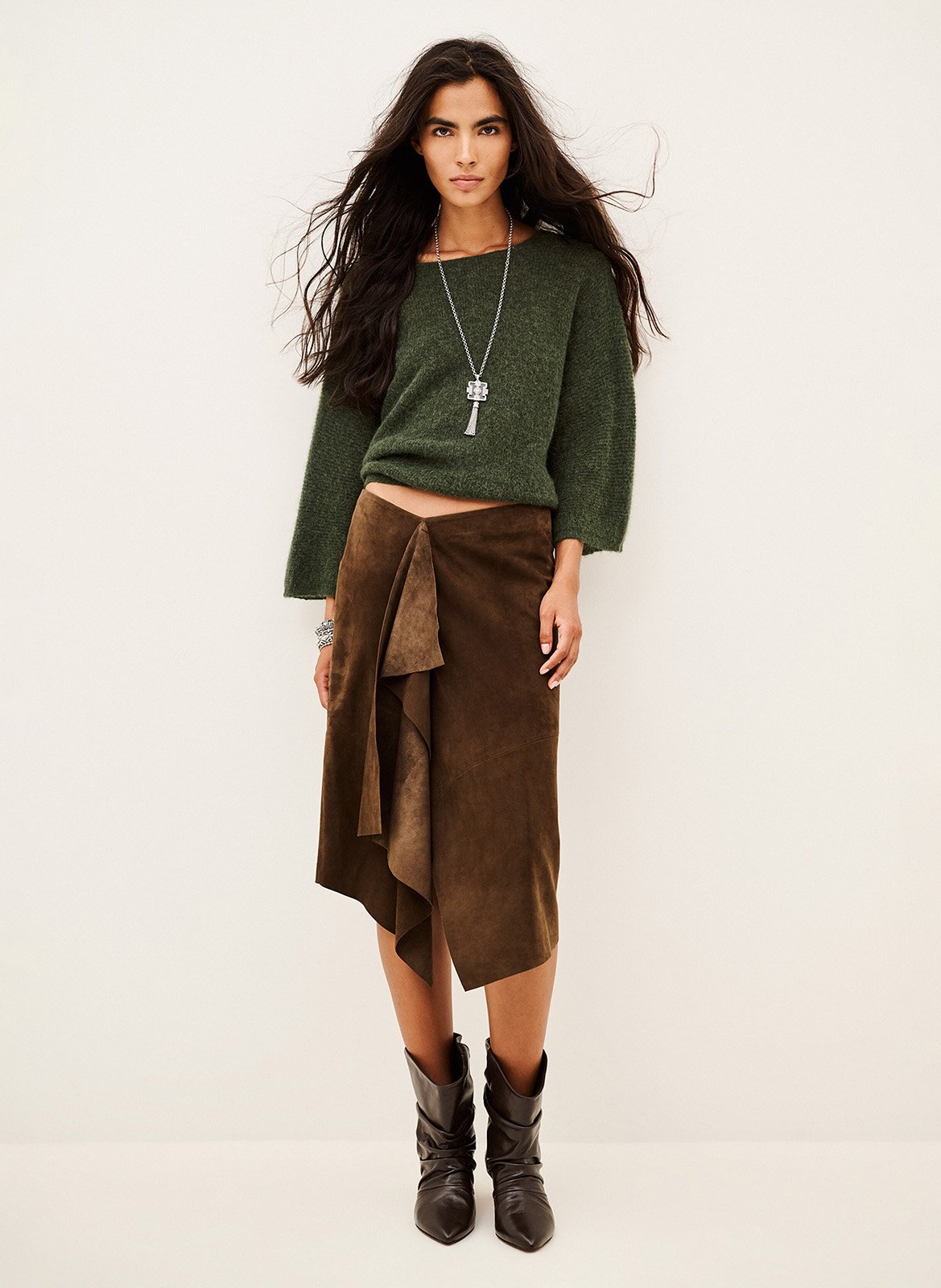 Cardigan ample en laine mélangée BA&SH Kaki