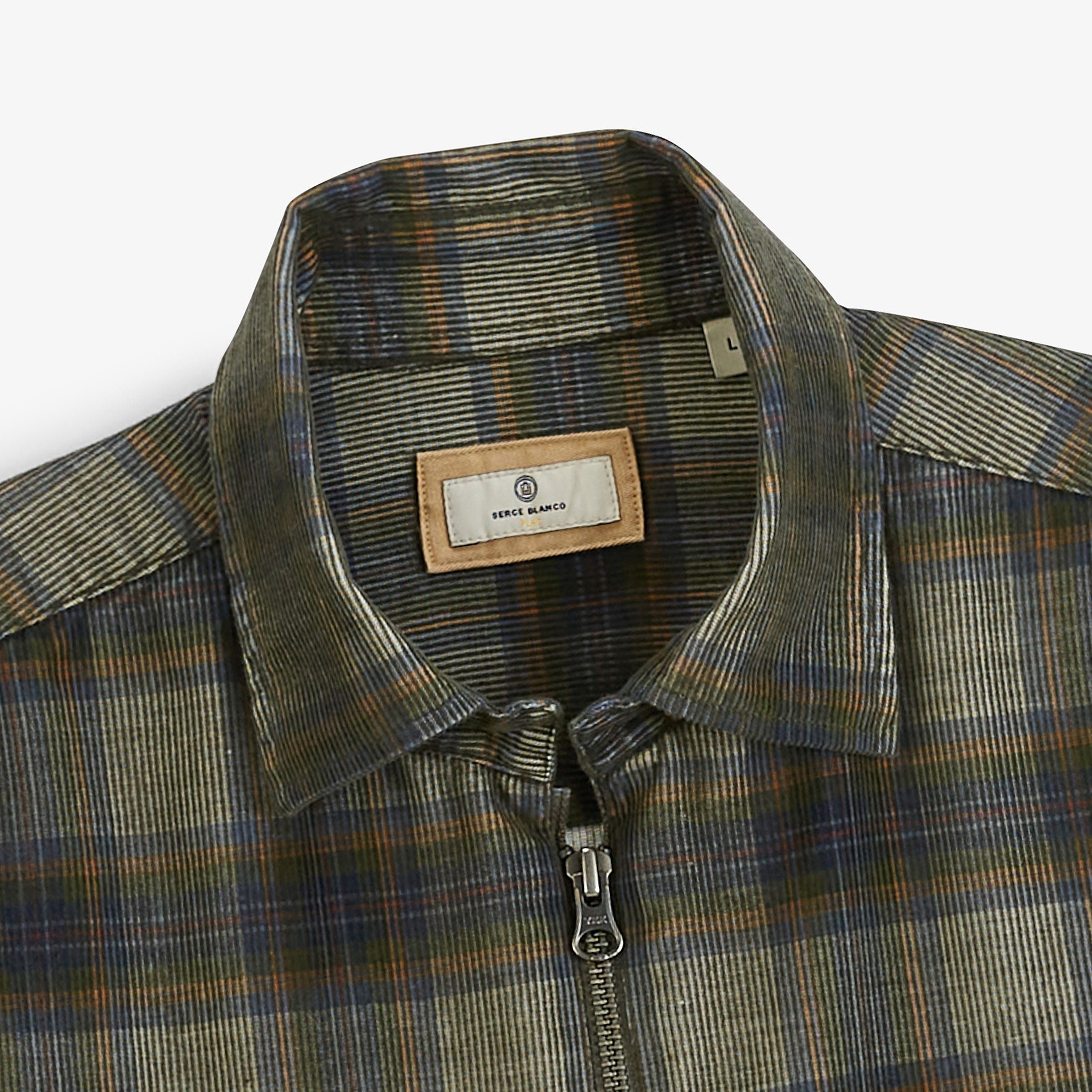 Corduroy Zip-Up Overshirt Green Checkered by sbplay SERGE BLANCO Green