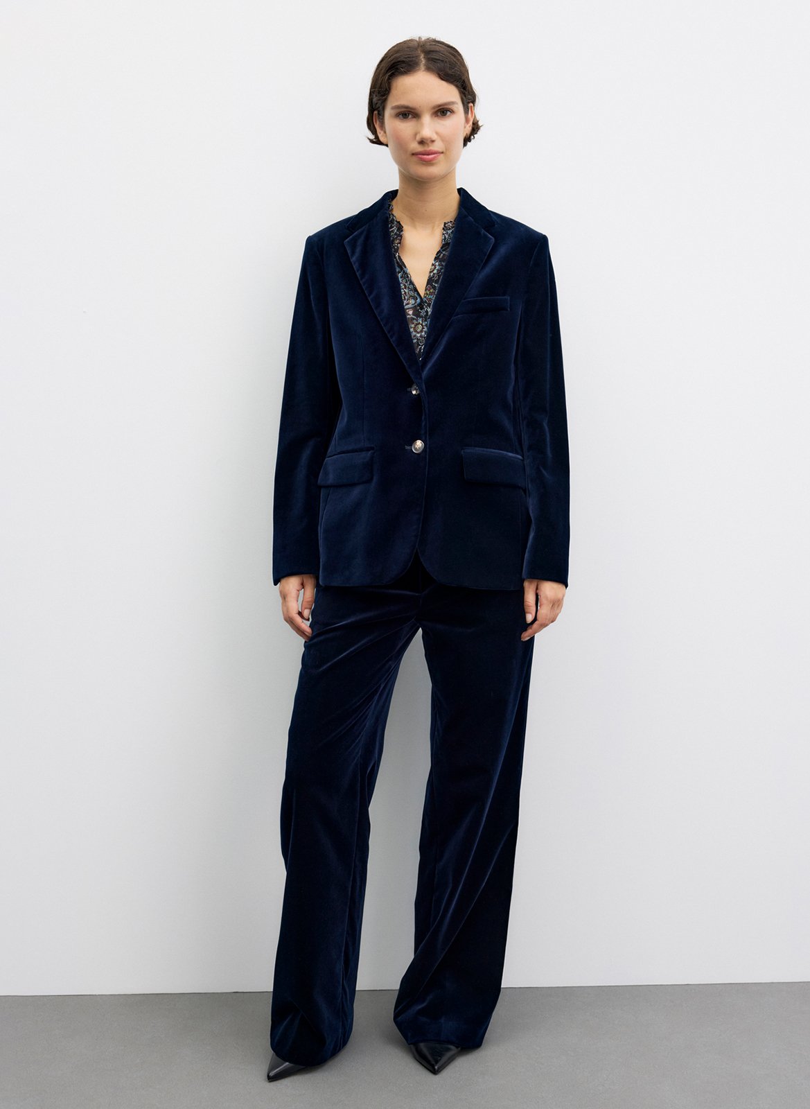 Fitted velvet cotton blend blazer GERARD DAREL Blue