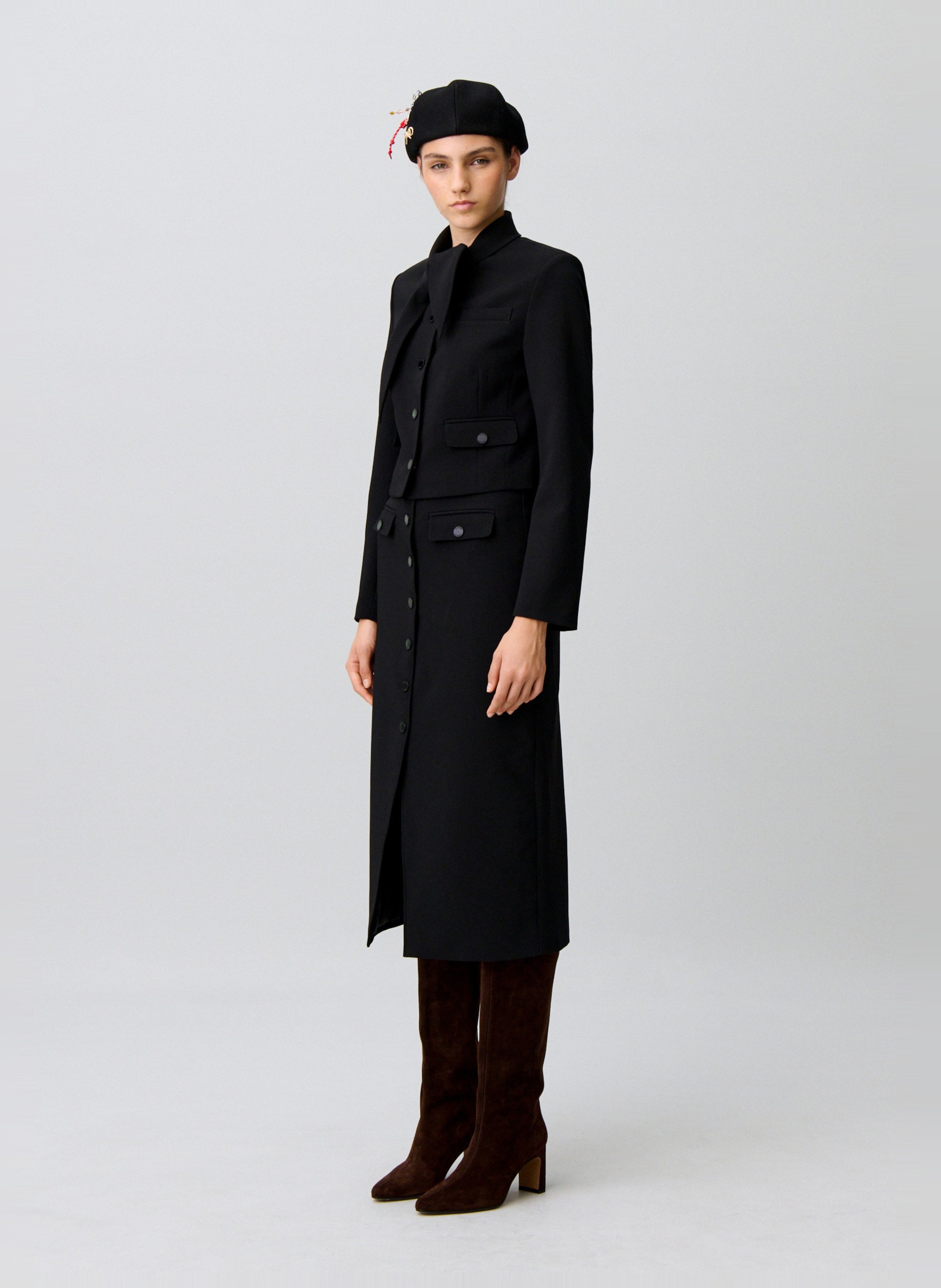 Halflange, straight-fit rok CLAUDIE PIERLOT Zwart