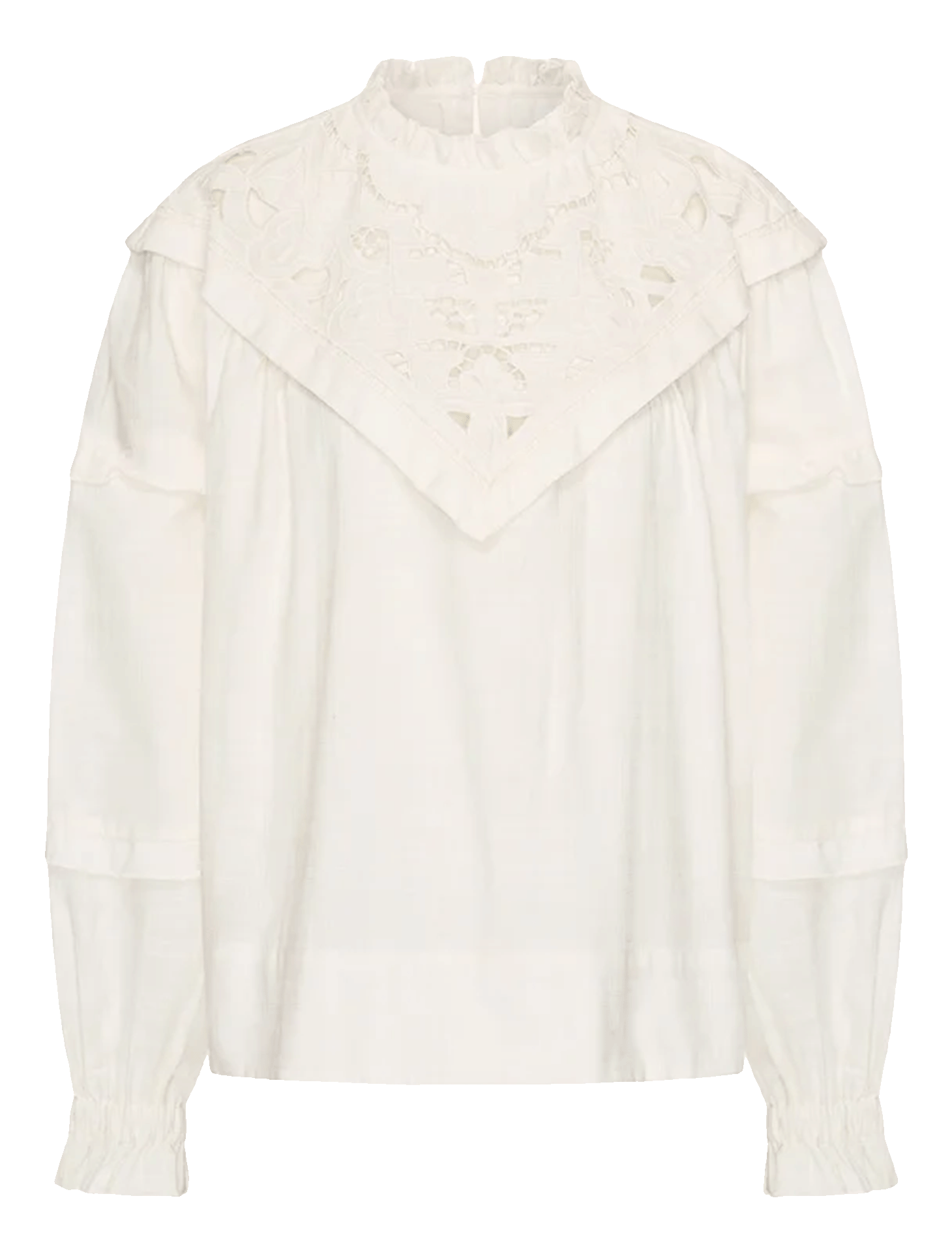 Blouse manches longues à broderies BY BAR Blanc