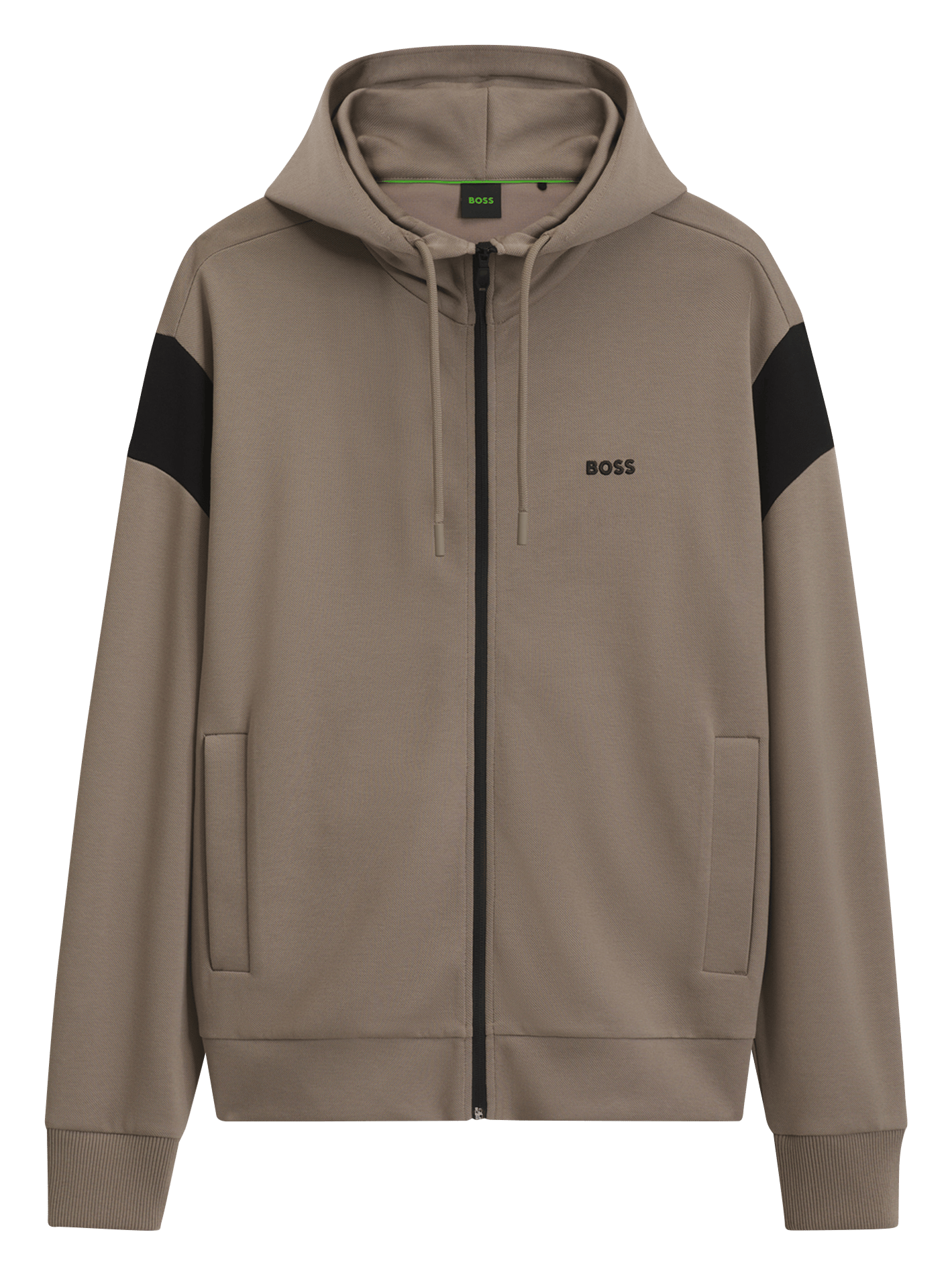 Sweat droit col montant en coton mélangé BOSS Kaki