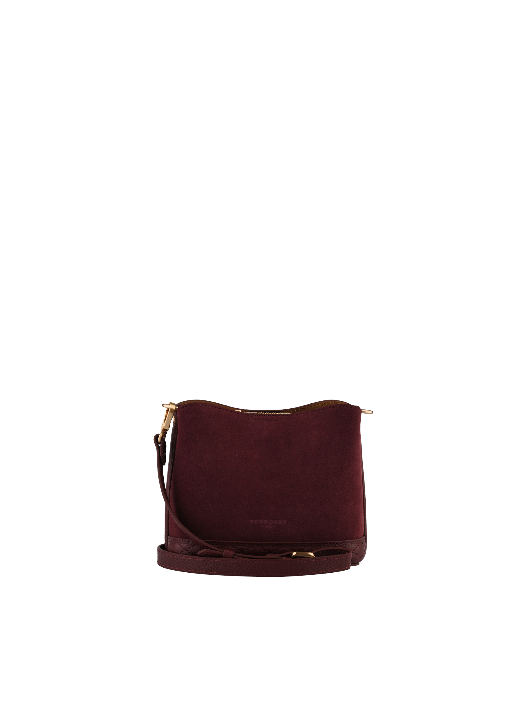 Sac porté épaule en cuir de vachette façon daim POURCHET
