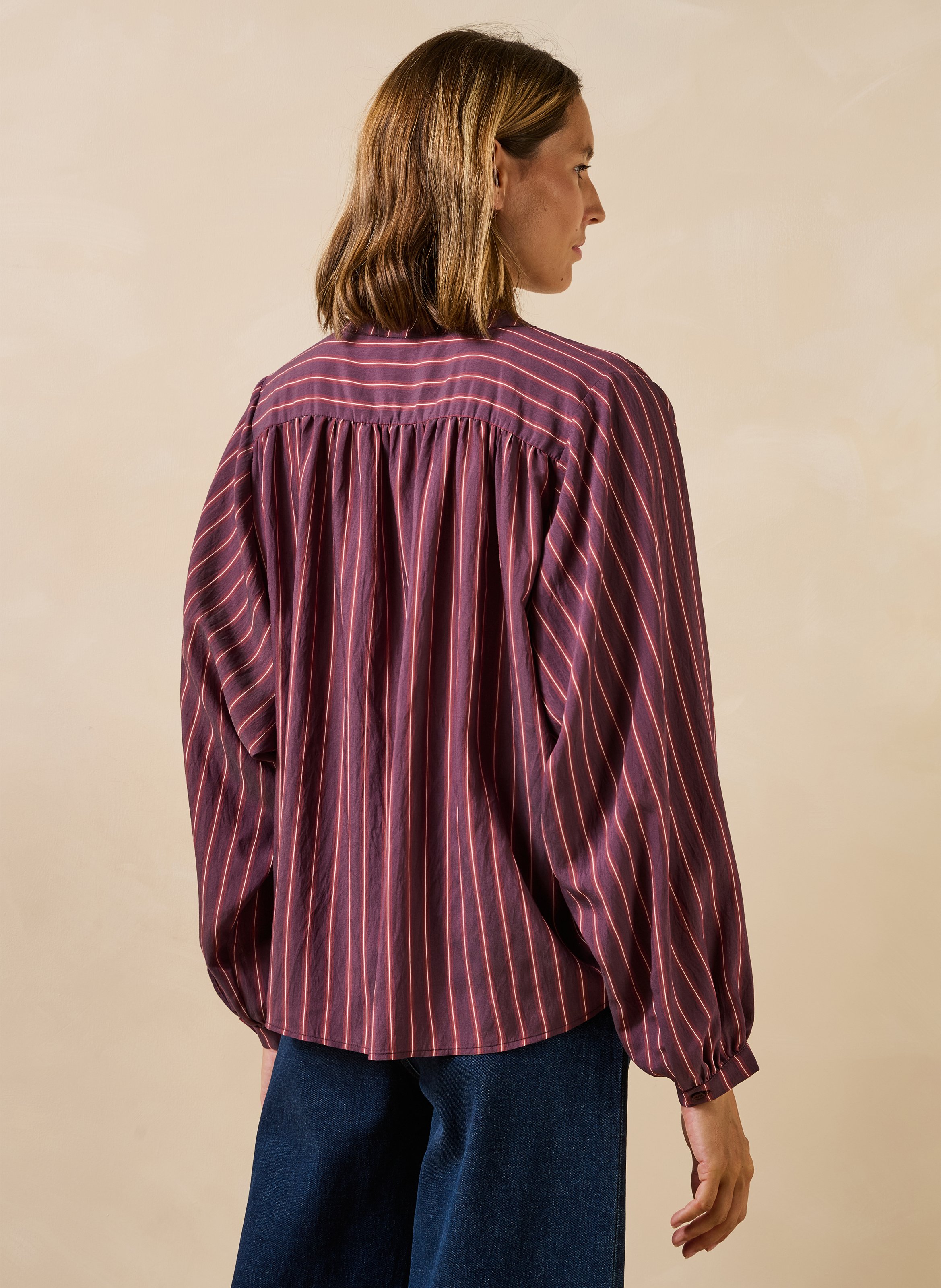 Gestreiftes Hemd mit Mao-Kragen LA FEE MARABOUTEE Violett