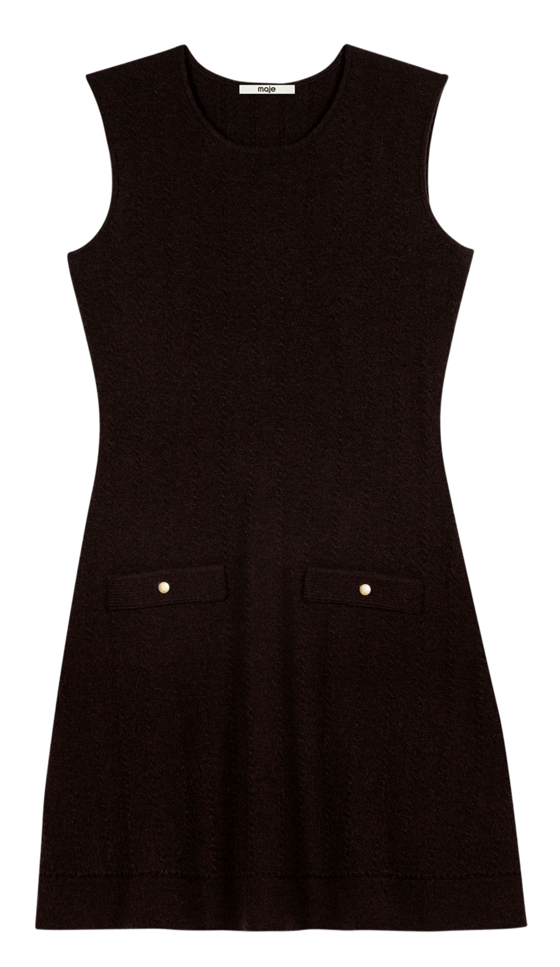 Robe courte en maille évasée MAJE Marron