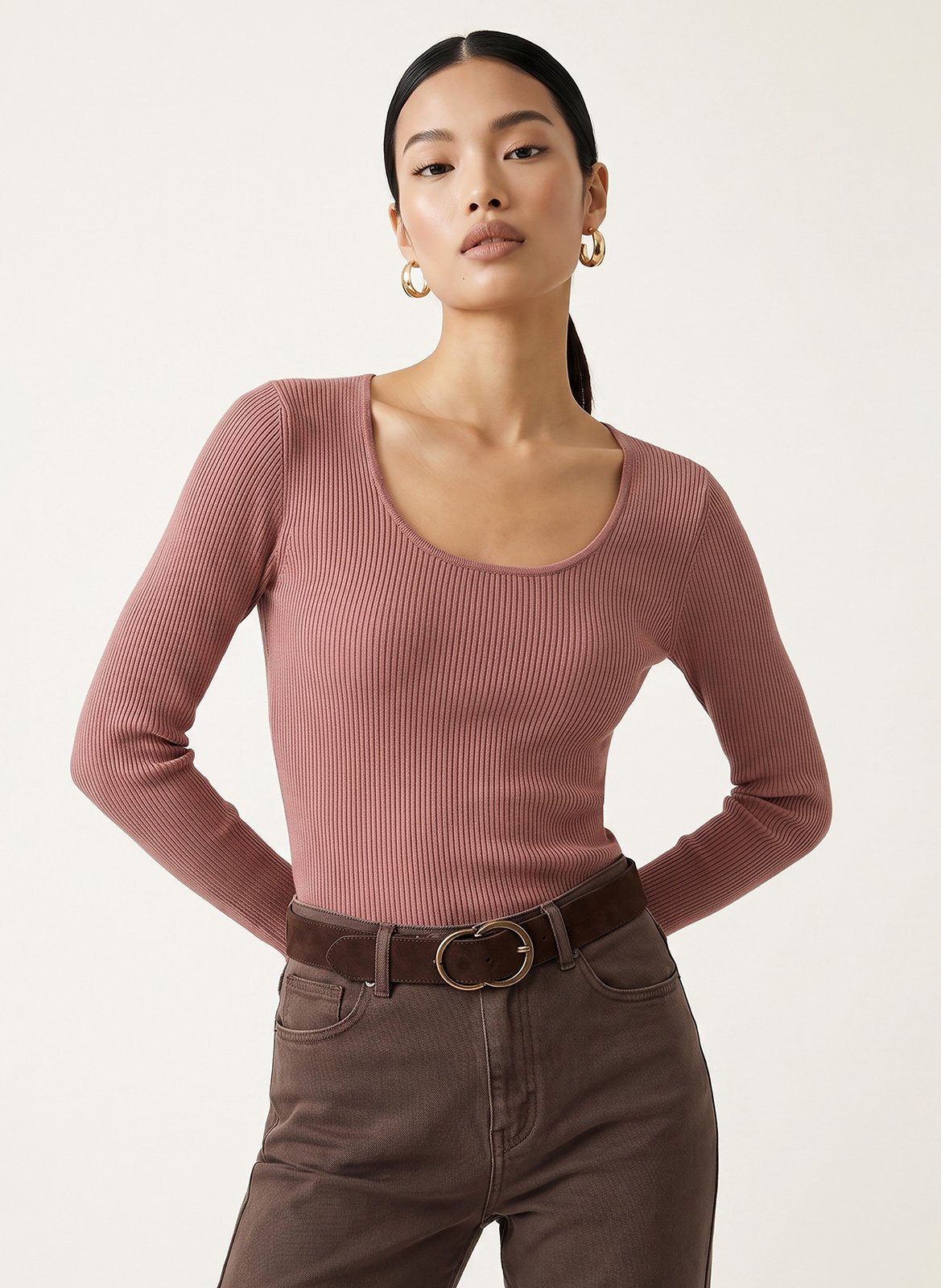 Taillierter Pullover mit Rundhalsausschnitt KOOKAI Rosa